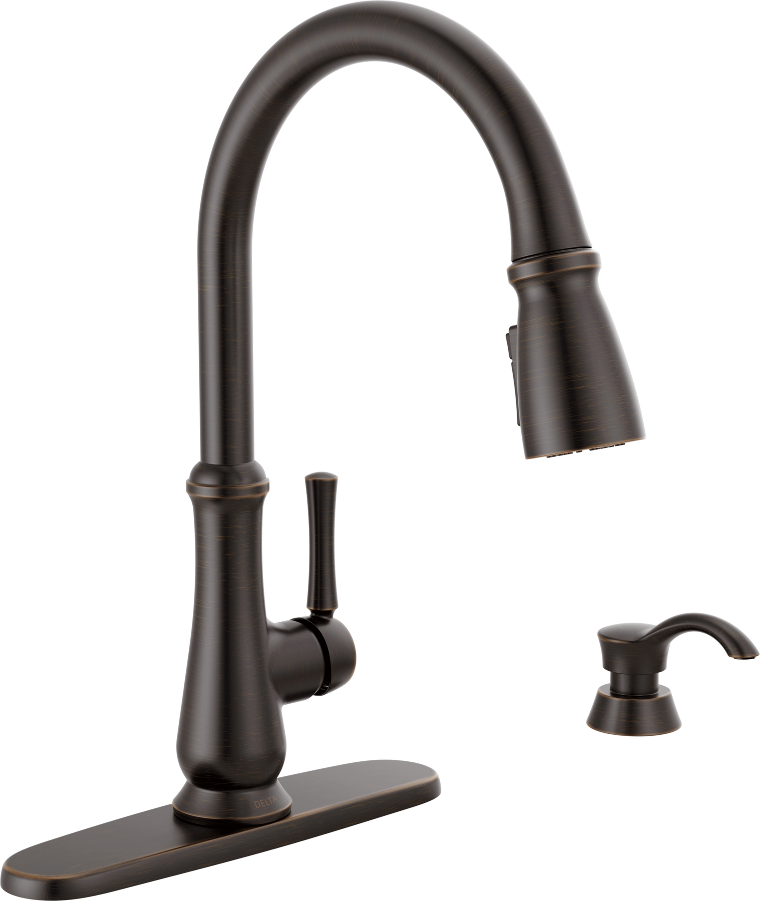 Single Handle Pull-Down Kitchen Faucet with Soap Dispenser and