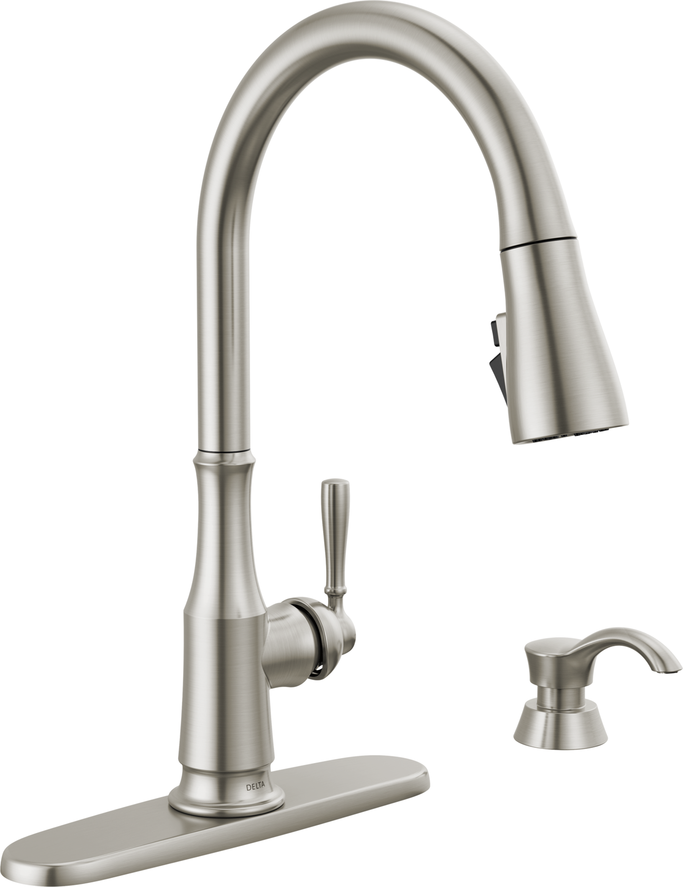 親株 P. FSQ Wanna Sp. Spored. Single Handle Pull-Down Kitchen Faucet with Soap Dispenser and