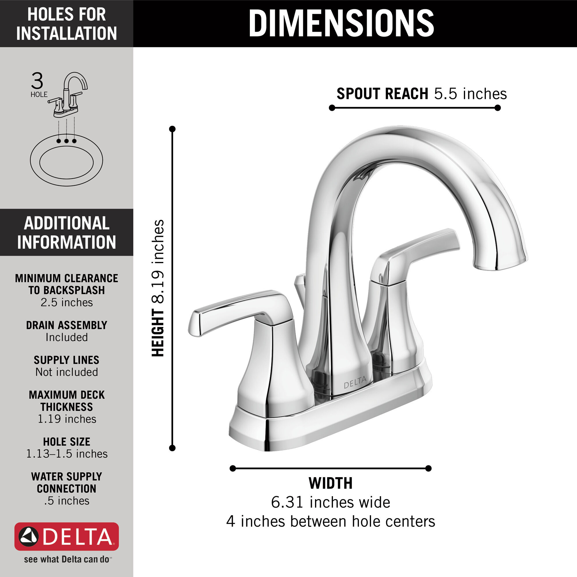 Two Handle Centerset Bathroom Faucet in Chrome 25770LF | Delta Faucet