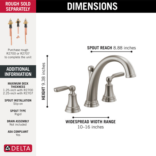 Roman Tub Trim in Stainless T2732-SS | Delta Faucet 