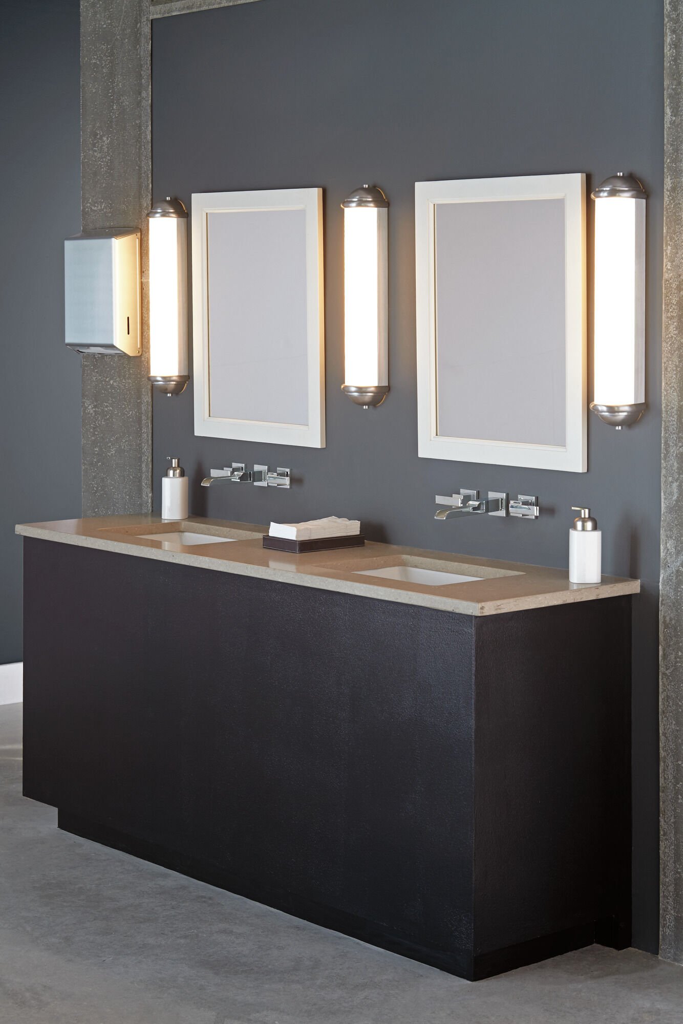 Two Handle Wall Mount Channel Bathroom Faucet Trim in Chrome