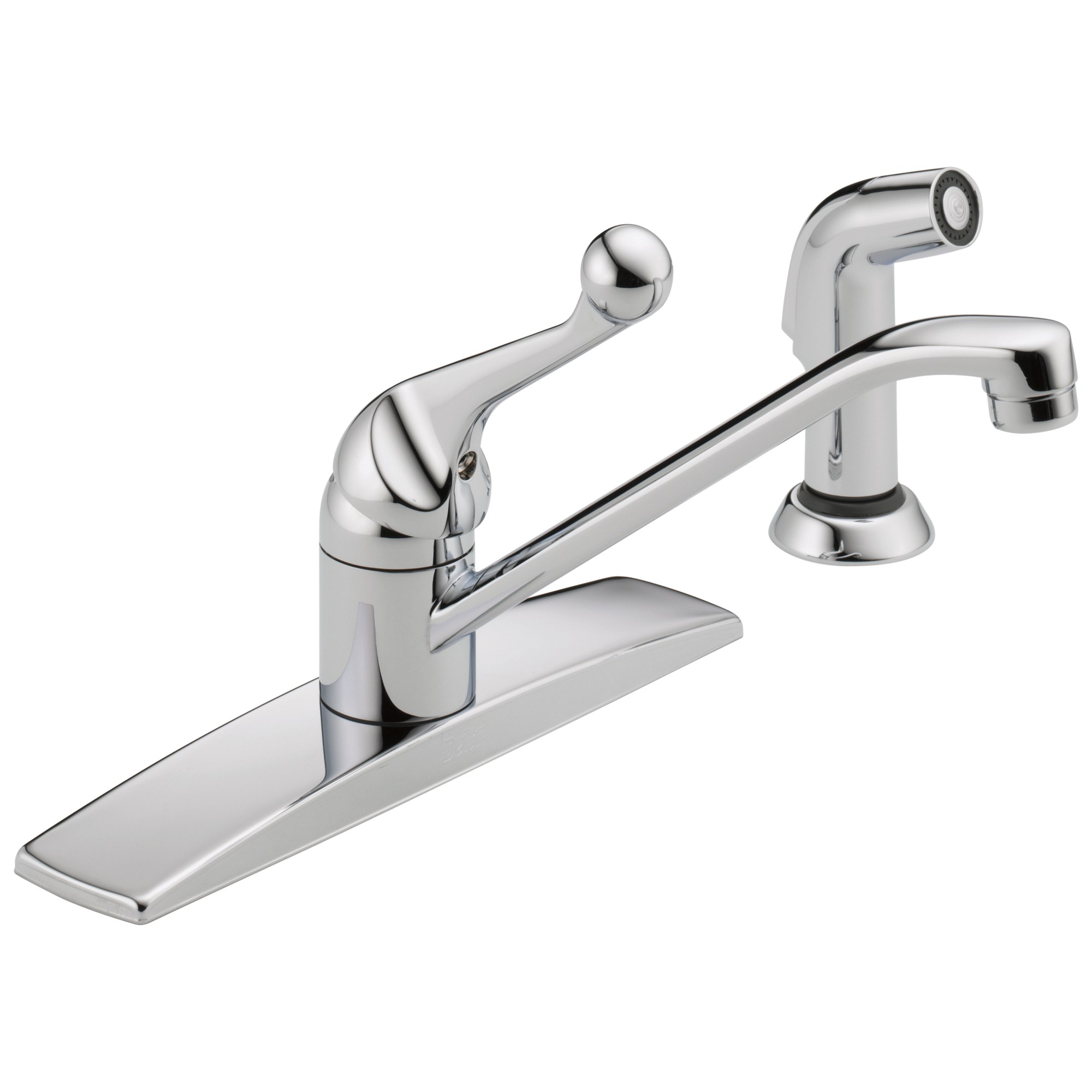 Delta Faucet 134 / 100 / 300 / 400 Series Single Handle Kitchen Faucet with Spray - Chrome