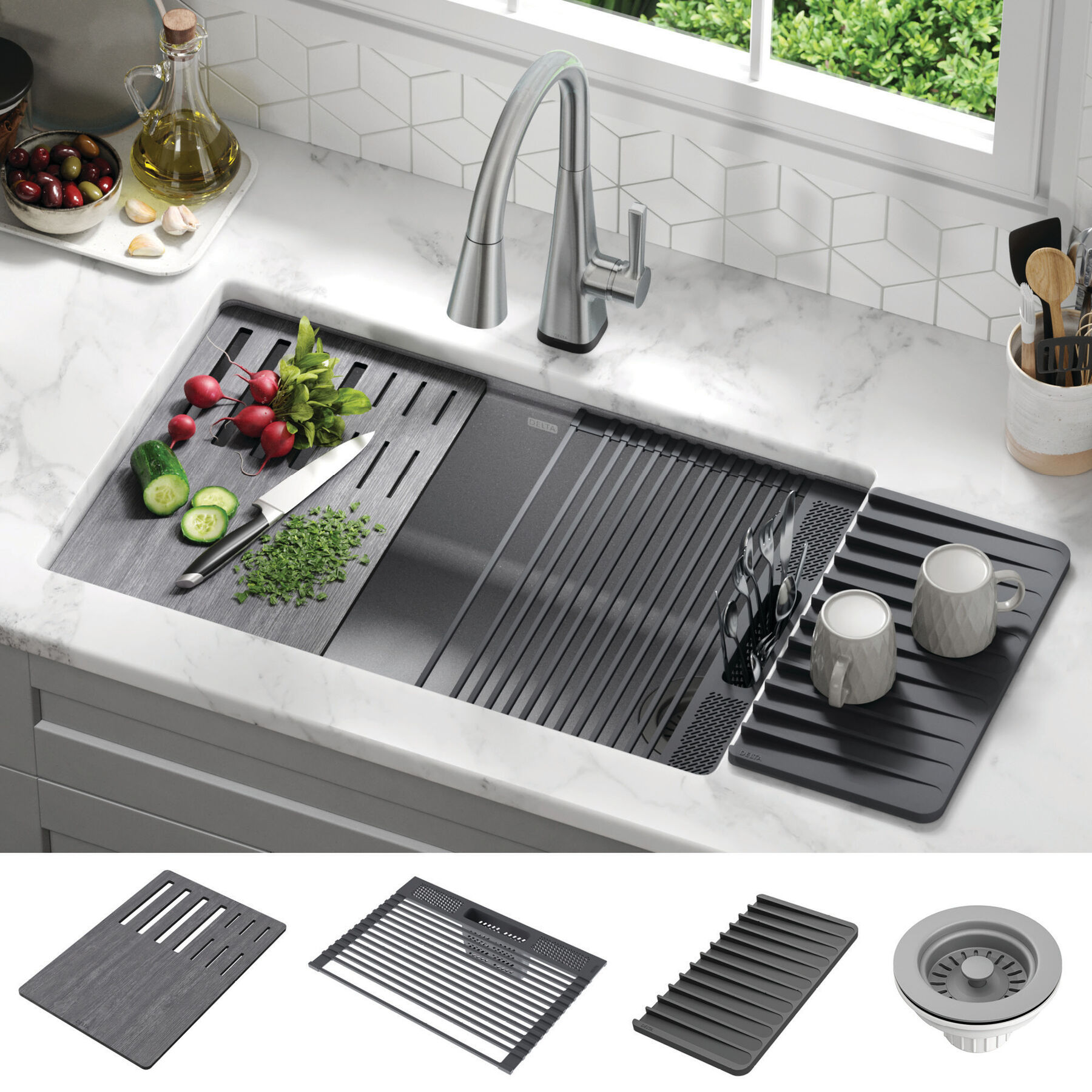 30” Granite Composite Workstation Kitchen Sink Undermount Single 