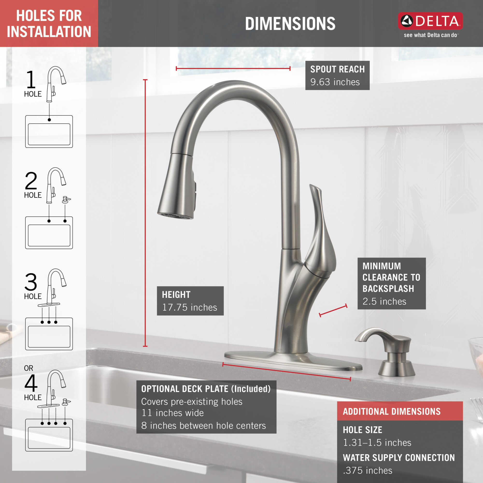 Single Handle Pull-Down Kitchen Faucet with Soap Dispenser and ShieldSpray®  Technology (Recertified)