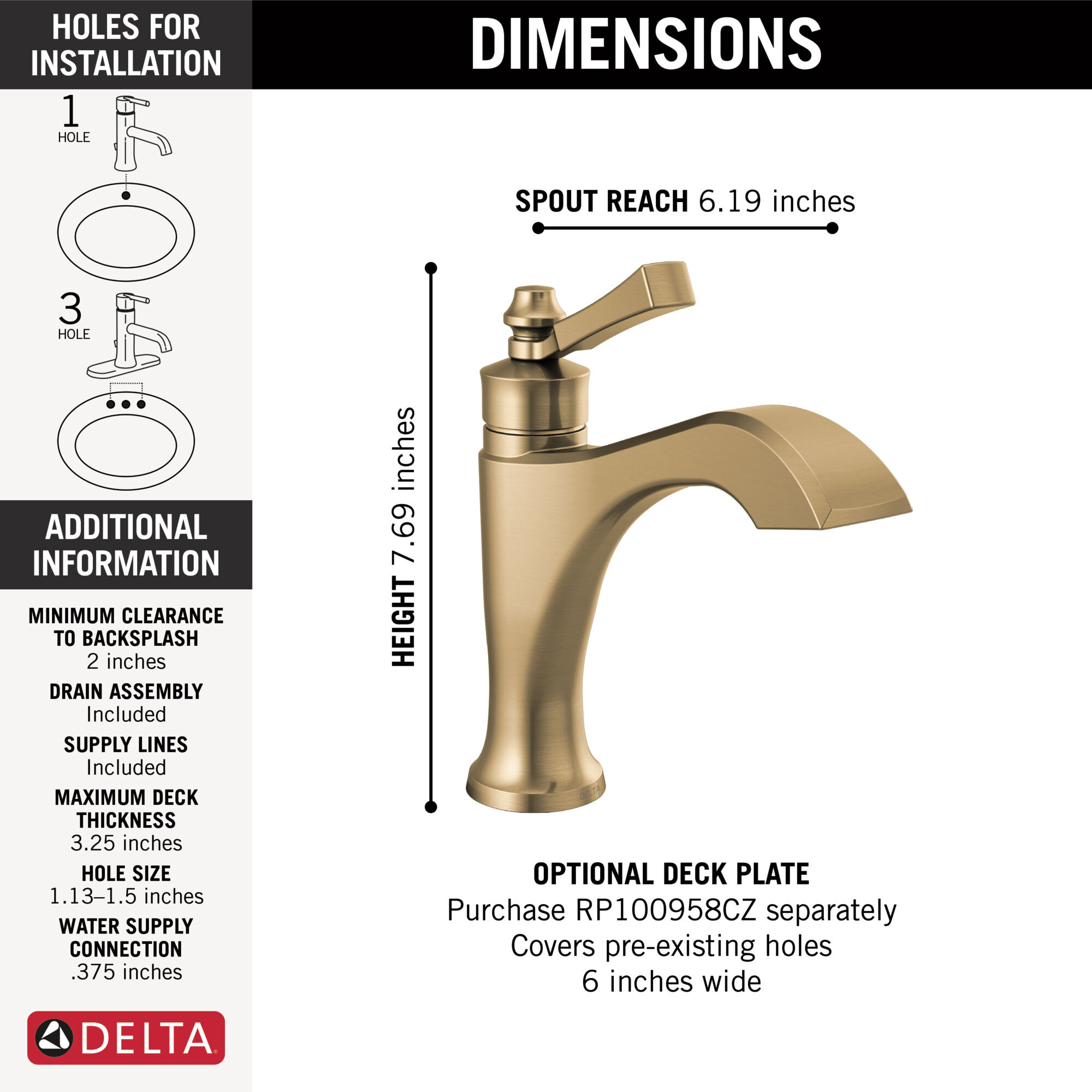 Single Handle Bathroom Faucet in Champagne Bronze 556-CZMPU-DST