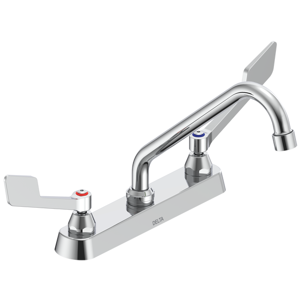 Two Handle 8" Cast Deck Mount Faucet in Chrome 26C3235 Delta Faucet