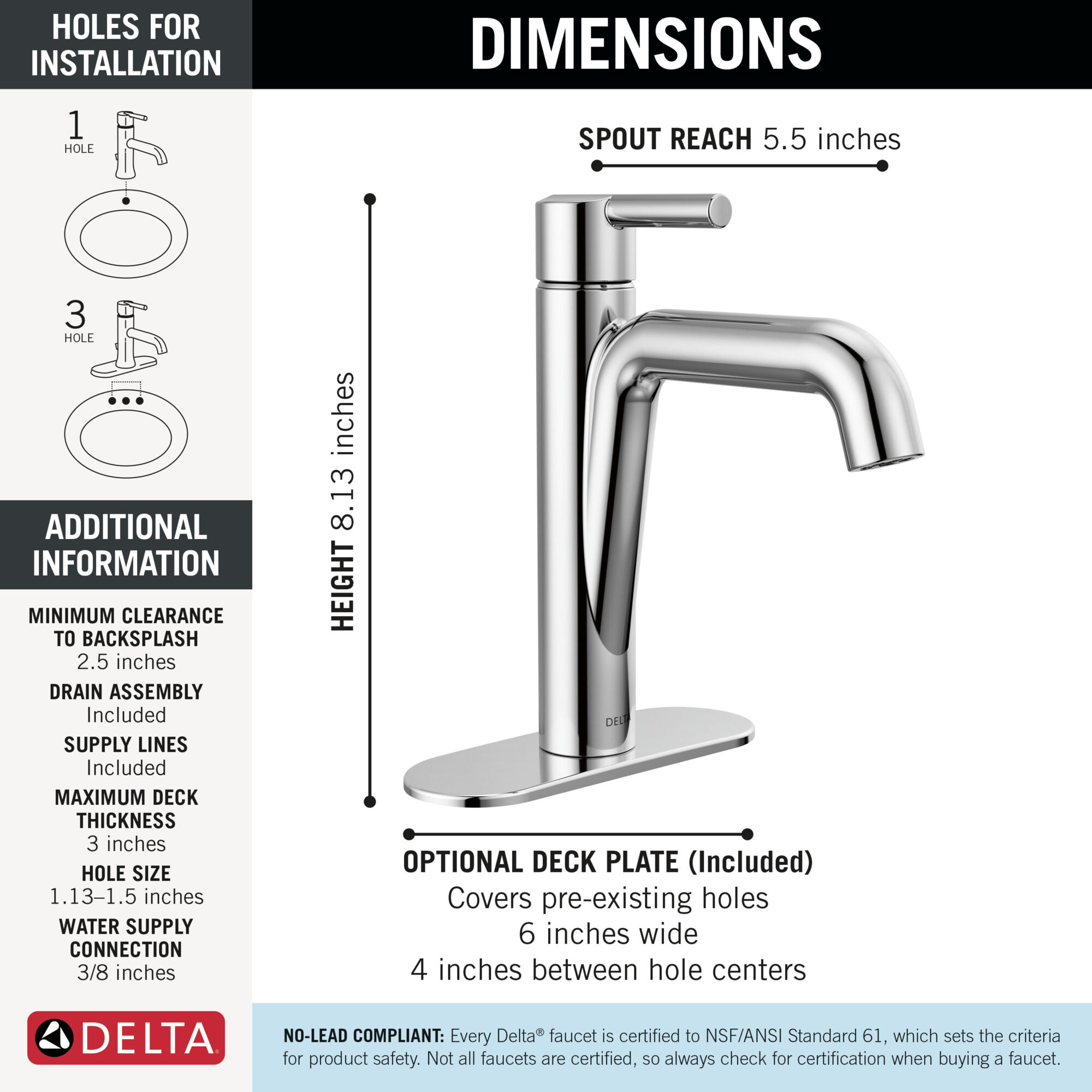 Single Handle Bathroom Faucet in Chrome 15849LF | Delta Faucet