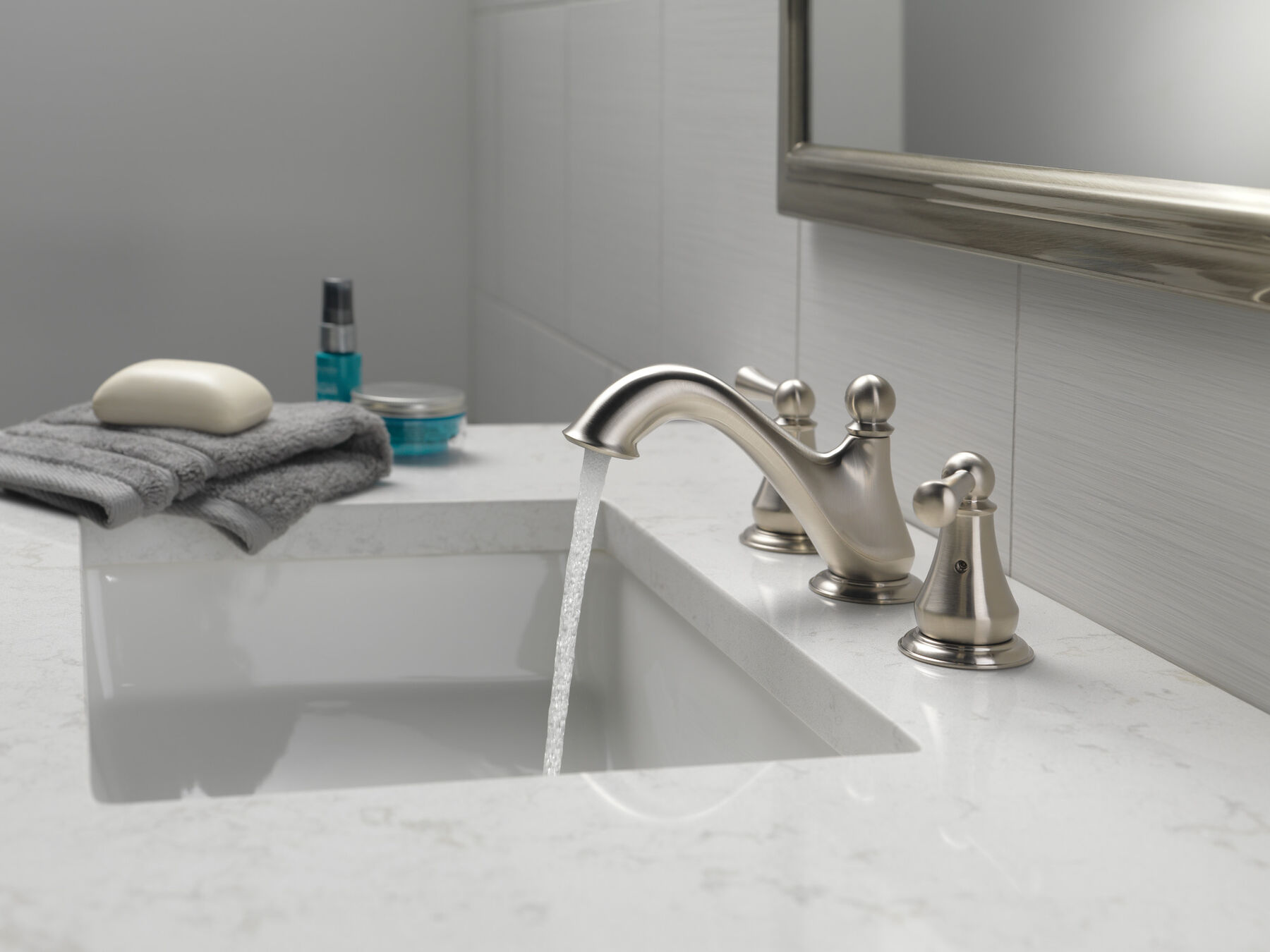 Two Handle Widespread Bathroom Faucet in Stainless 35999LF-SS | Delta ...