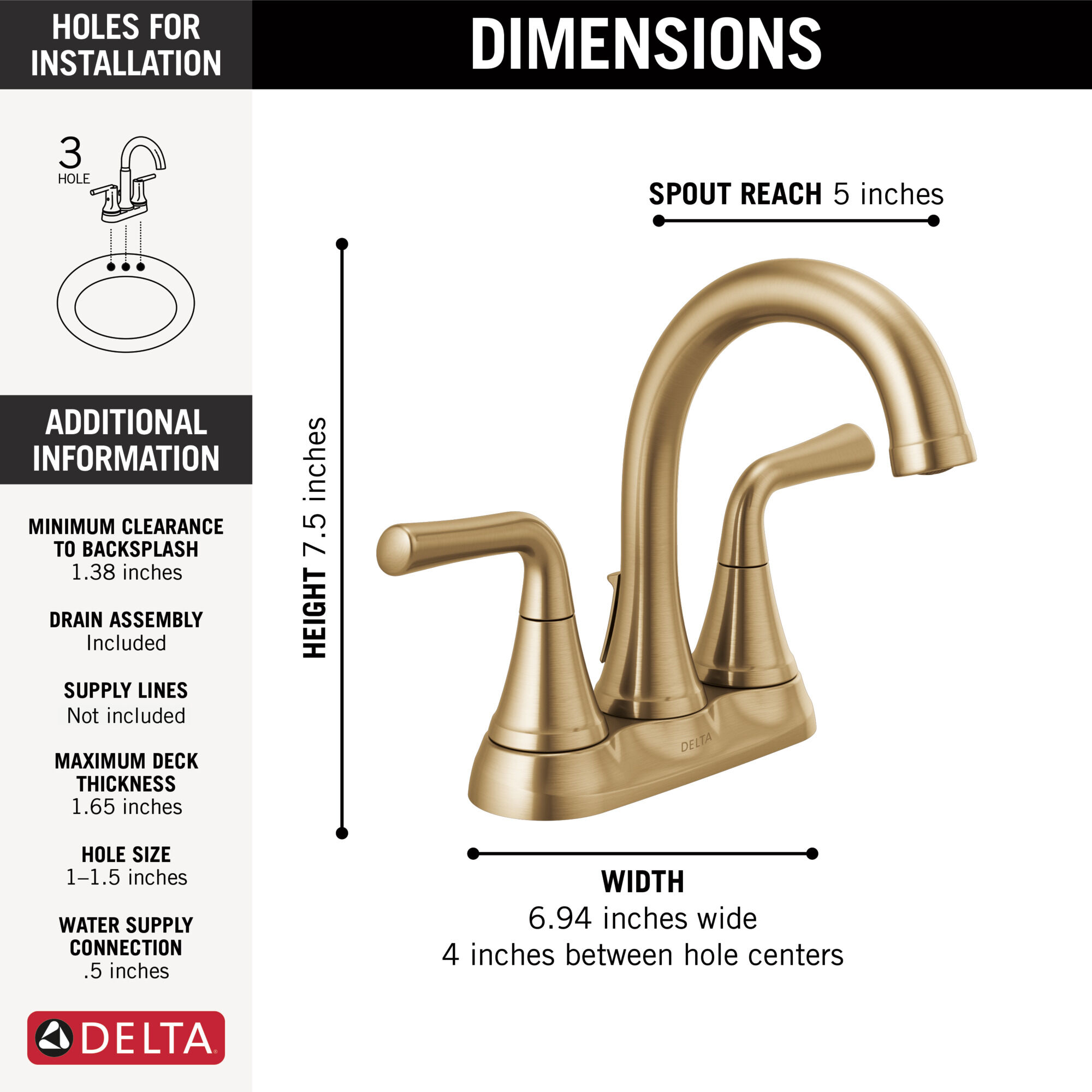ニルアド　翡翠セット Two Handle Centerset Bathroom Faucet in Champagne Bronze 2533LF