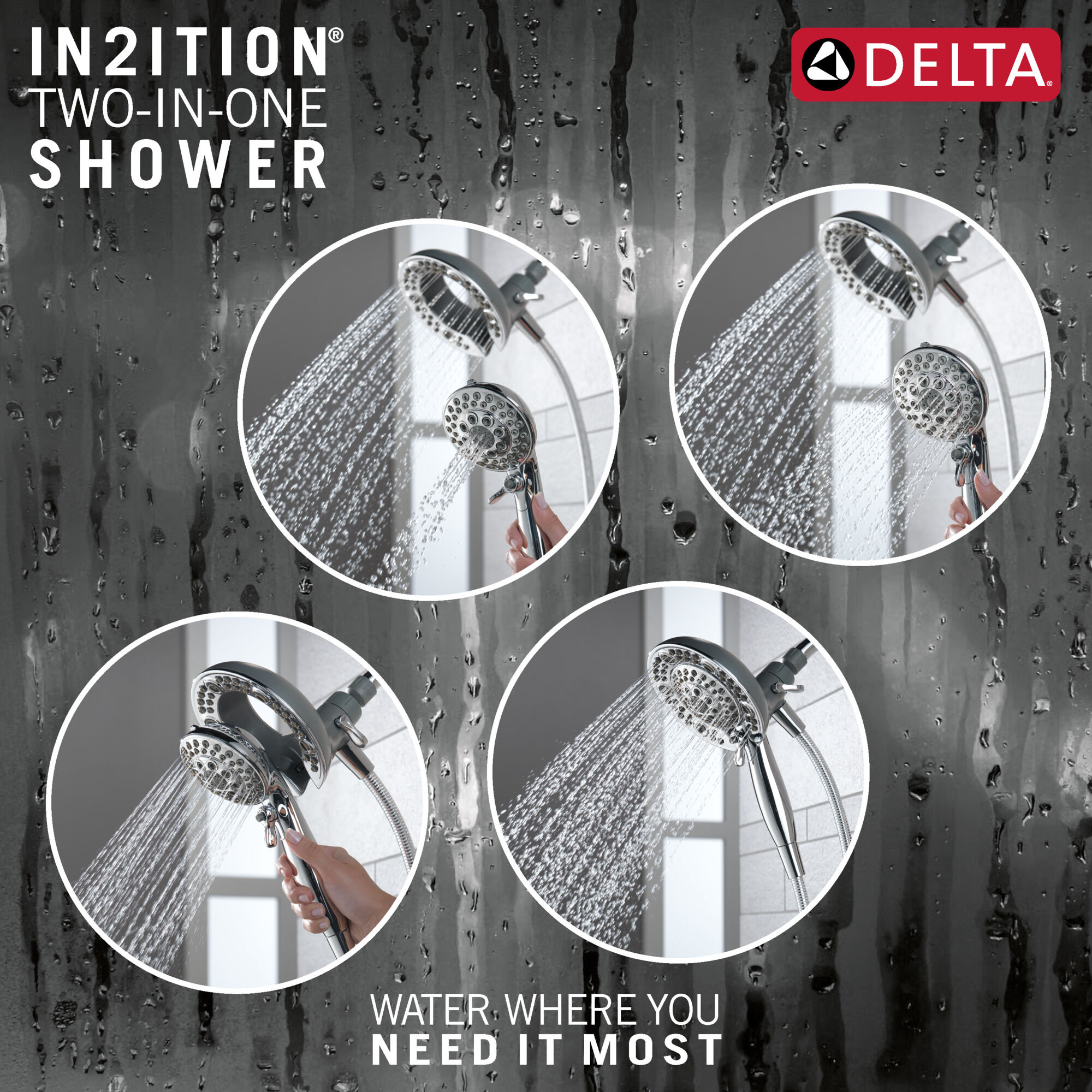 Satin Nickel) Delta Faucet 75588SN Universal Showering Components  5-Function In2ition Hand shower/Showerhead Combo, Satin Nickel 
