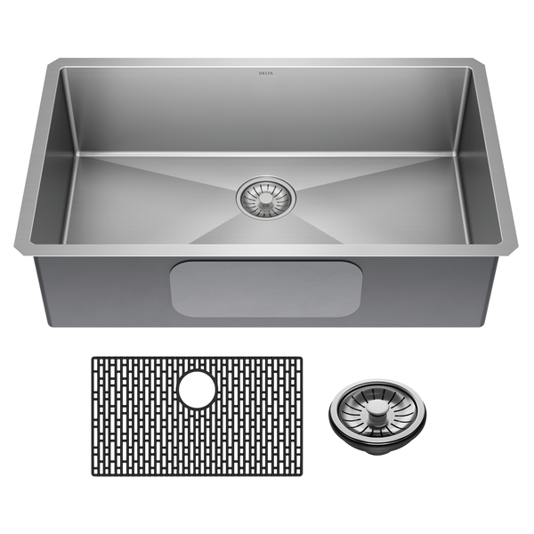 32” Undermount Stainless Steel Single Bowl Kitchen Sink with ...
