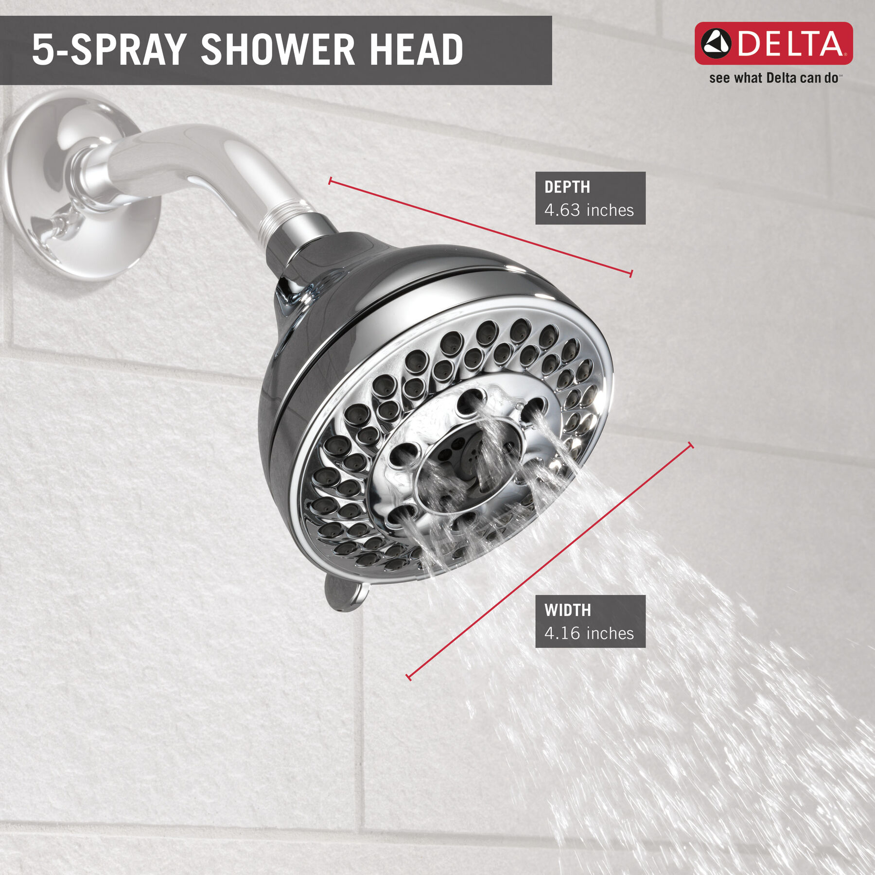 5Setting Shower Head in Chrome 75579 Delta Faucet