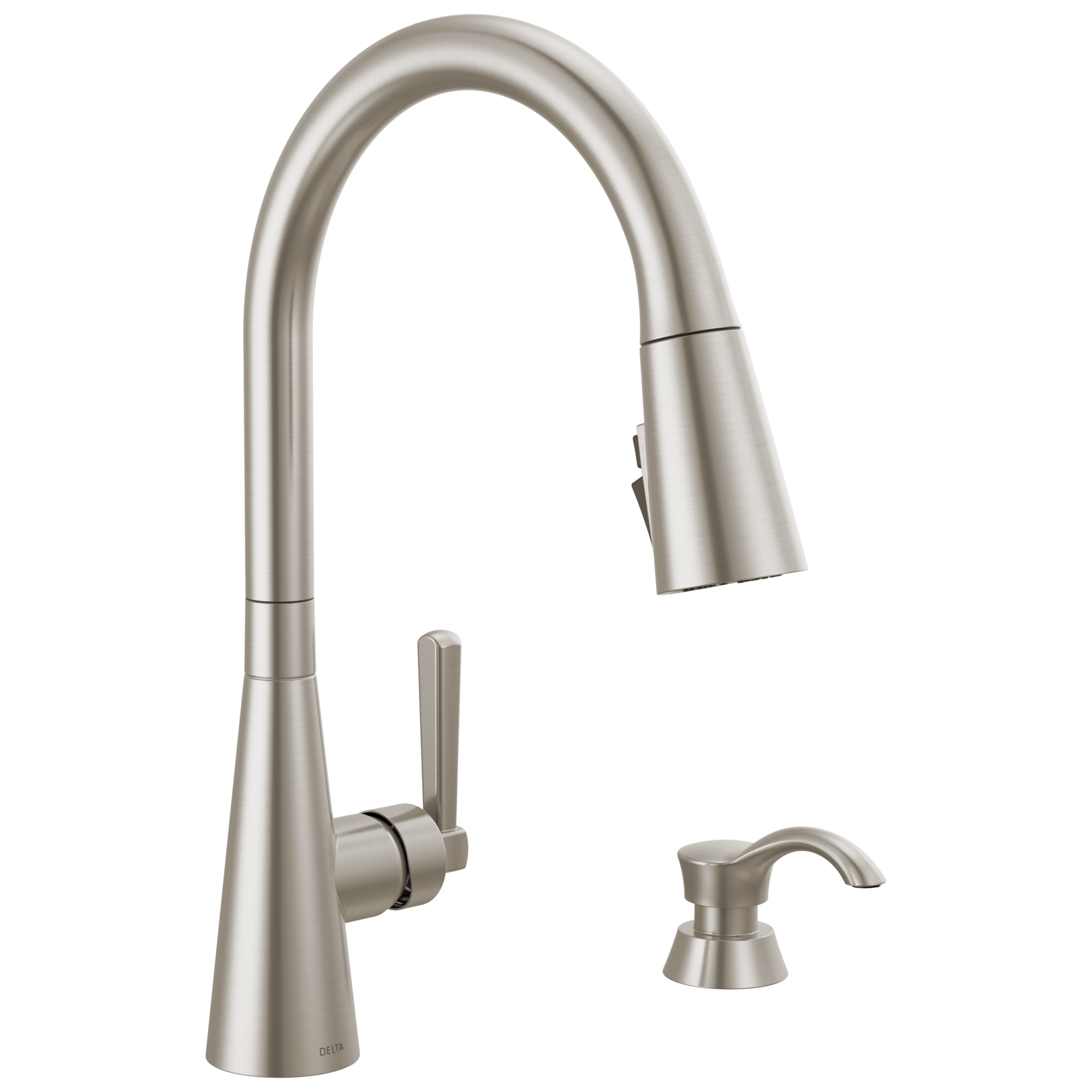 BoydE Single Handle Pull-Down Kitchen Faucet with Soap Dispenser and ShieldSpray Technology - Spotshield Stainless