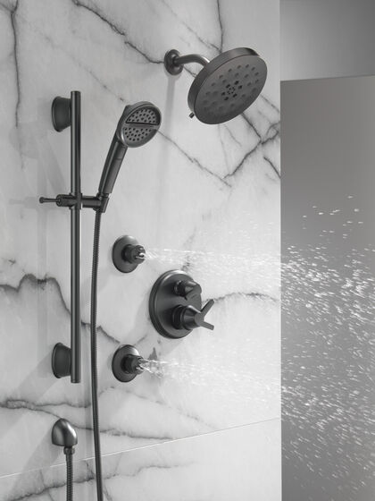 H2Okinetic® 4-Setting Shower Head with Ultrasoak® in Matte Black 52488 ...