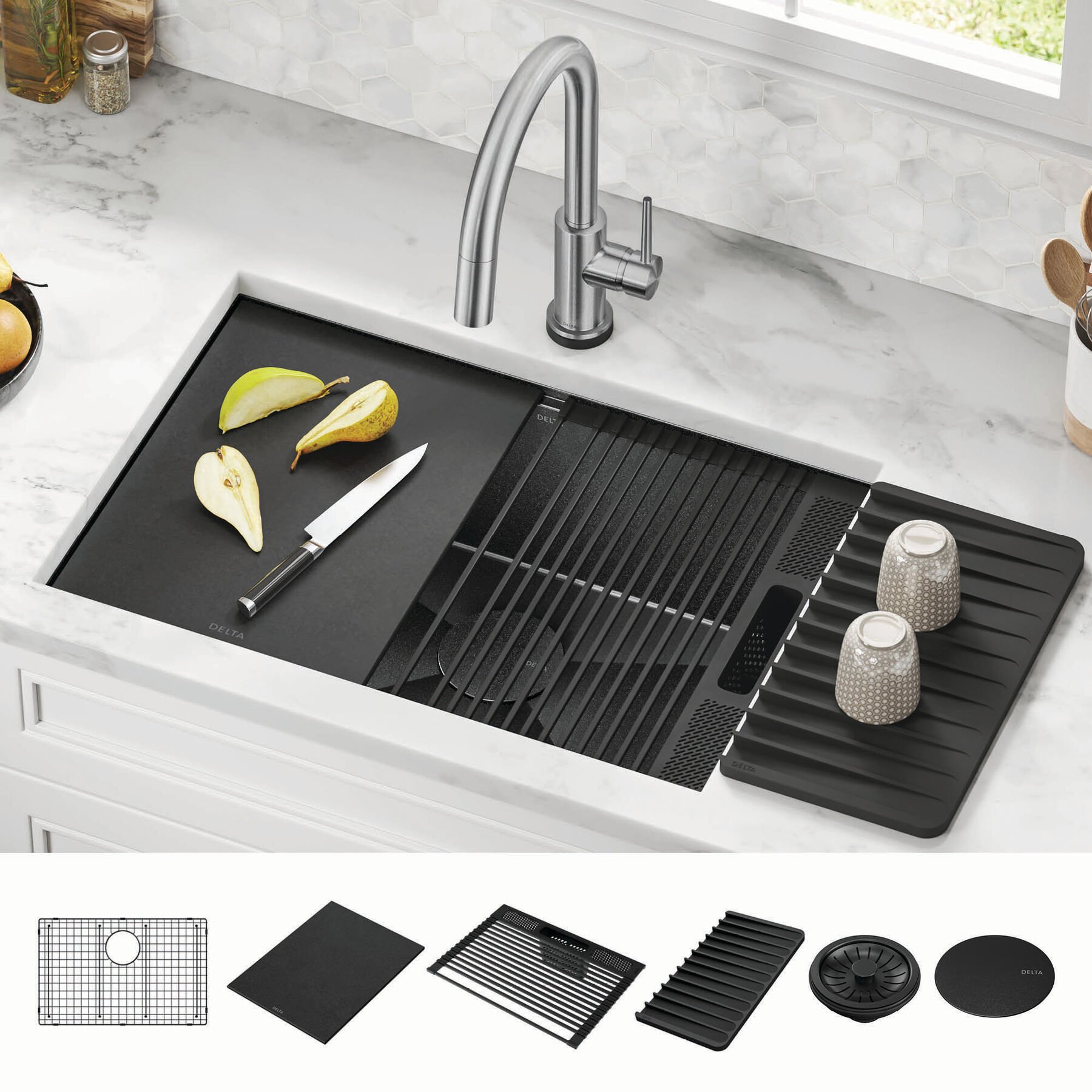 27&rdquo; Undermount 16 Gauge Workstation Kitchen Sink Single Bowl with WorkFlow&trade; Ledge and Accessories