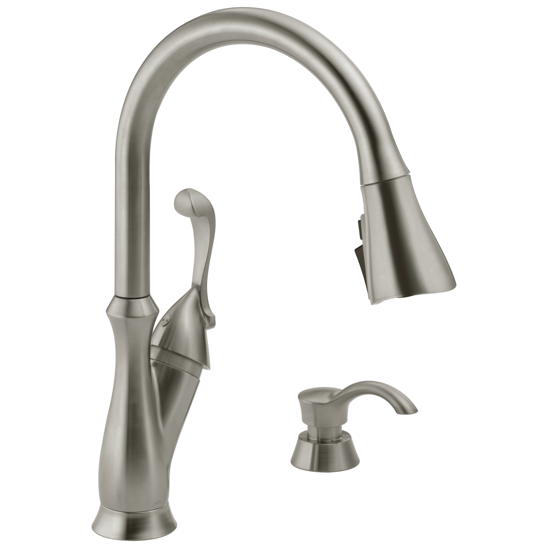 Single Handle Pull-Down Kitchen Faucet with Soap Dispenser and