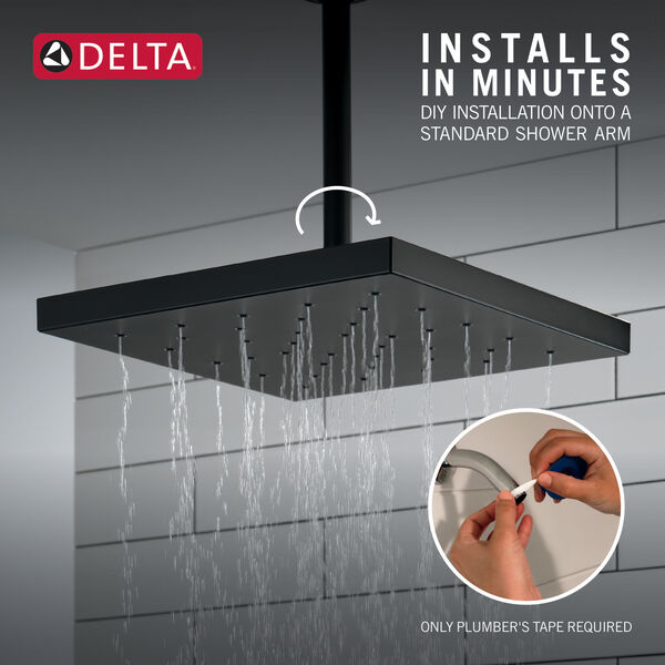 Delta Faucet H2Okinetic UltraSoak Shower Head - 2.5 GPM Rainfall Shower Head, Matte Black, Touch-Clean Spray Holes