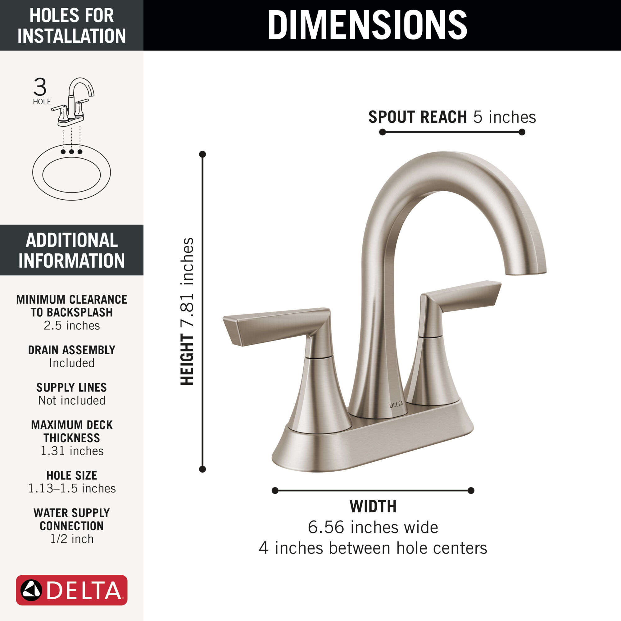 Two Handle Centerset Bathroom Faucet in Spotshield Brushed Nickel