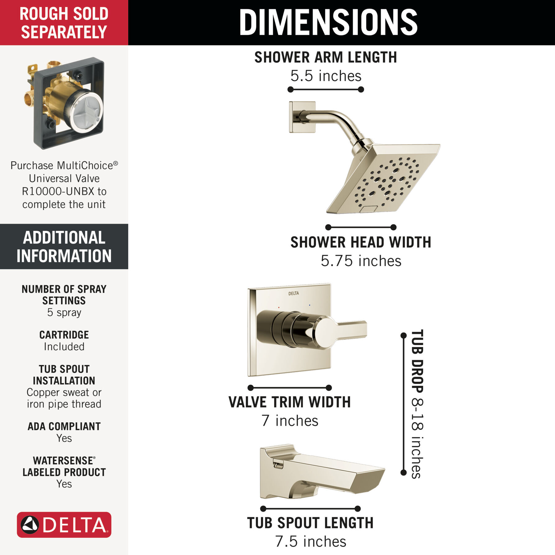 Monitor&reg; 14 Series H<sub>2</sub>Okinetic&reg; Tub and Shower Trim