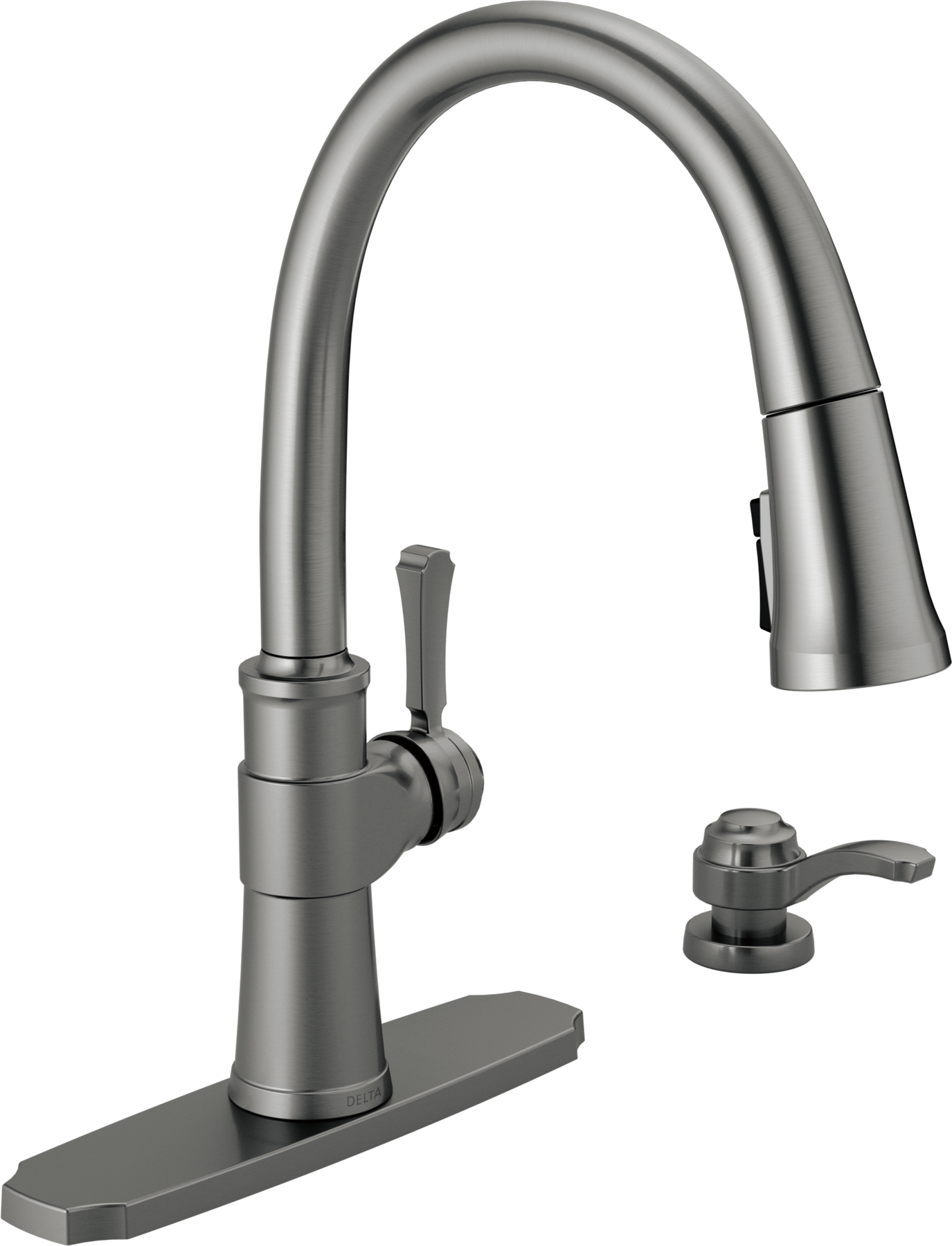 Single Handle Pull-Down Kitchen Faucet with Soap Dispenser and