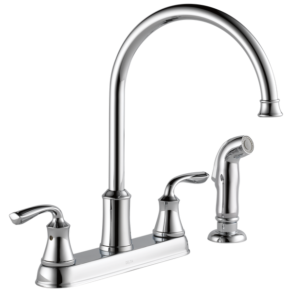 Two Handle Kitchen Faucet with Spray in Chrome 21716LF Delta Faucet