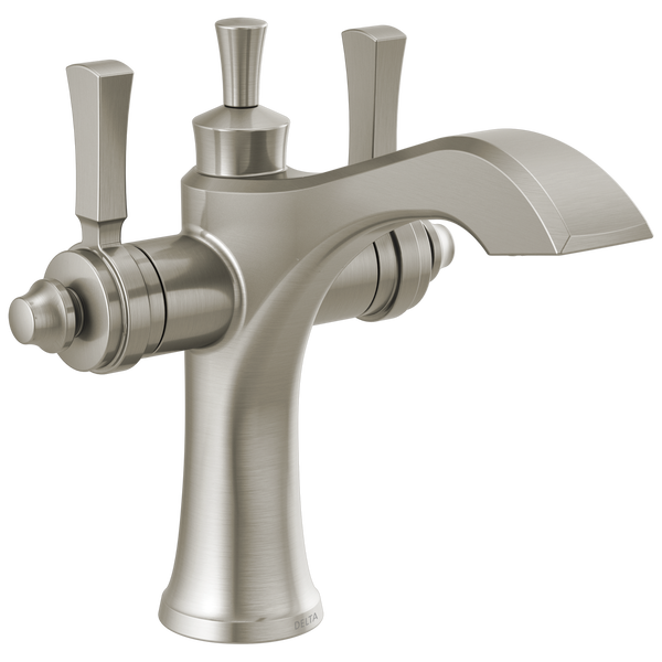 Two Handle Single Hole Monoblock Bathroom Faucet in Stainless 856