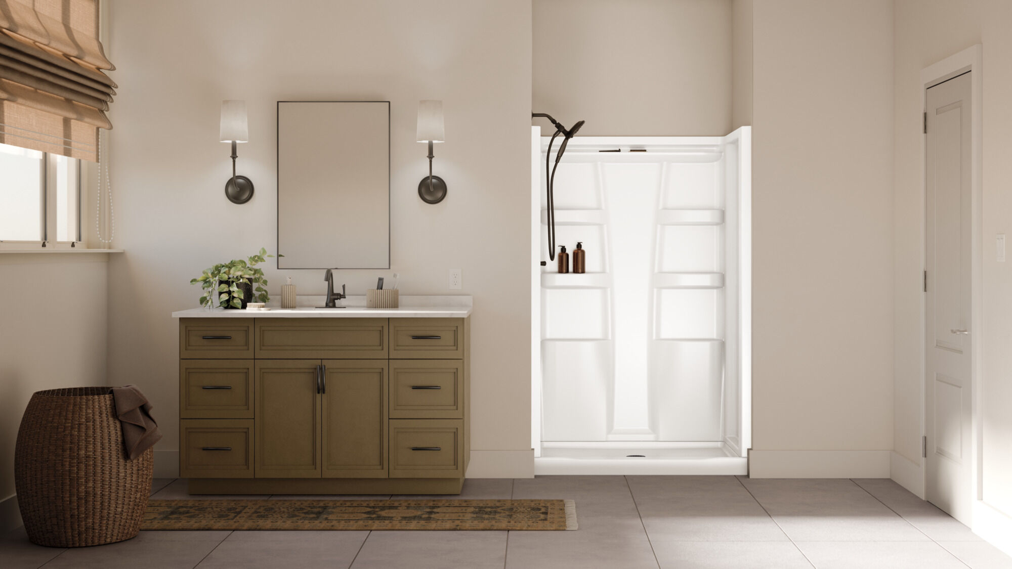 ProCrylic 48 in. x 34 in.Shower Base Center Drain in High Gloss