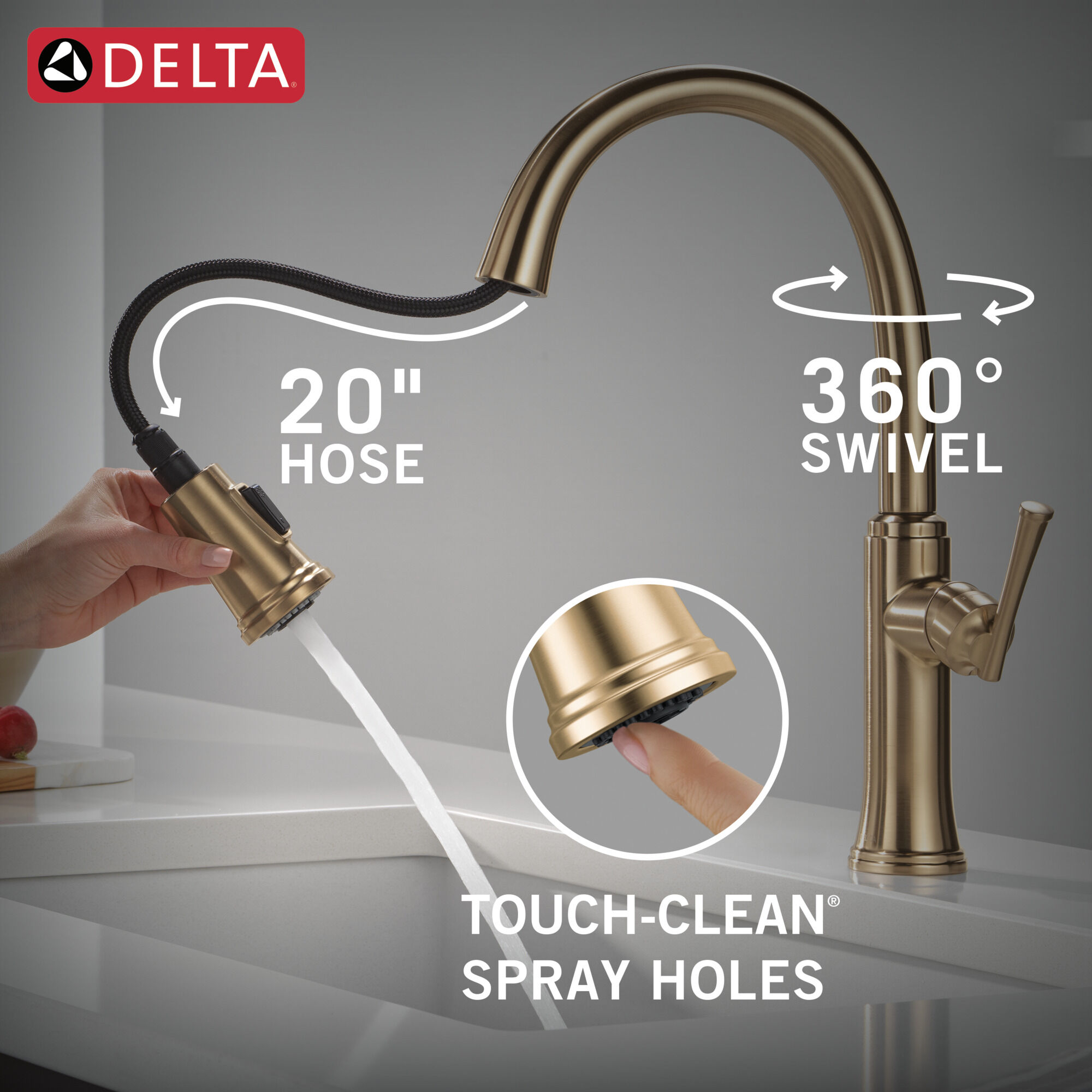 Single Handle Pull-Down Kitchen Faucet in Champagne Bronze 19842