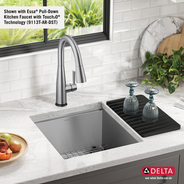 DELTA FAUCET Rivet 24-inch Workstation Laundry Utility Kitchen Sink Undermount 16 Gauge Stainless Steel Single Bowl with WorkFlow Ledge and 並行輸入品 - 1