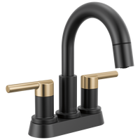 Two Handle Centerset Pull-Down Bathroom Faucet in Matte Black / Champagne Bronze