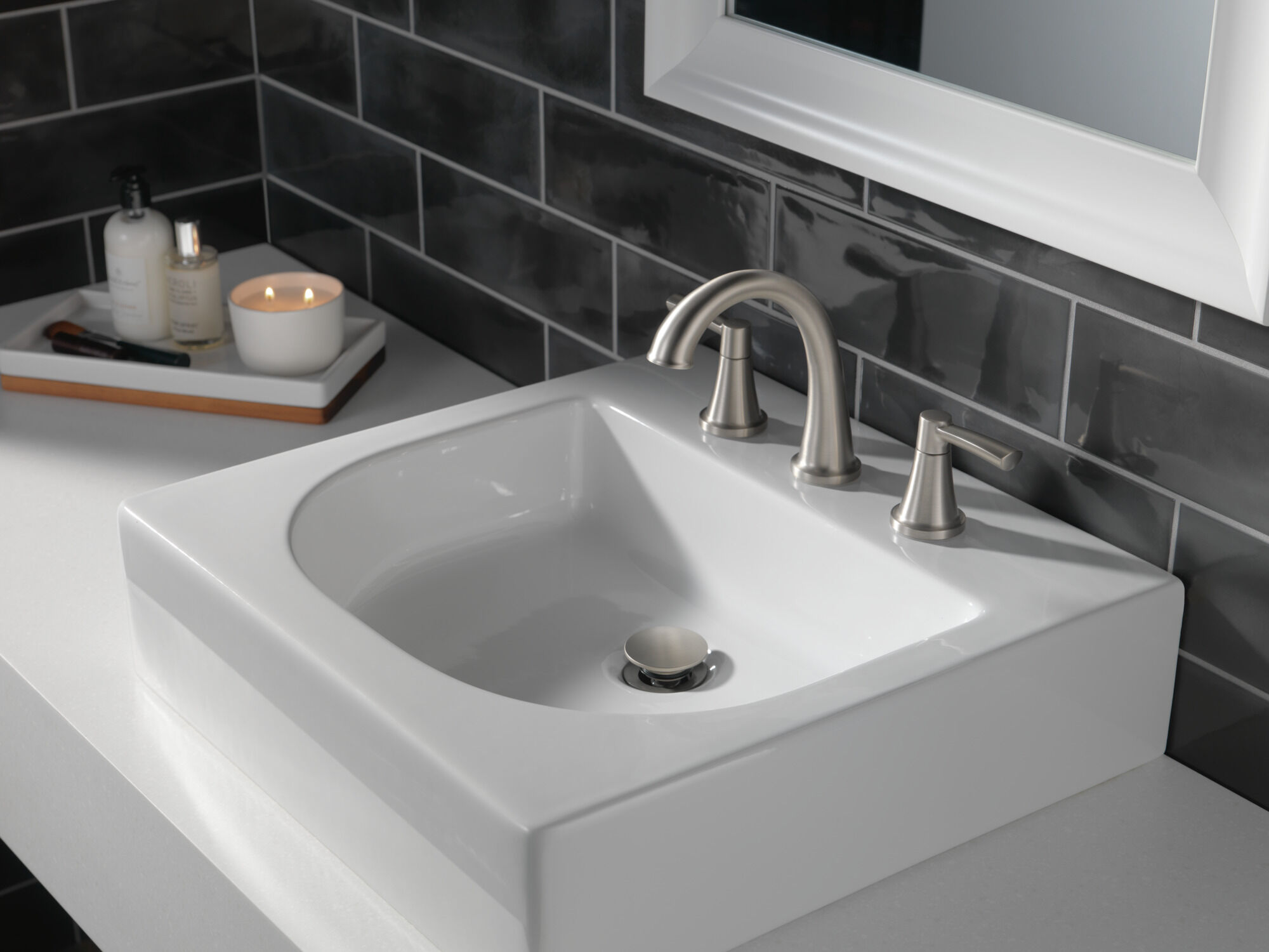 Two Handle Widespread Bathroom Faucet in Spotshield Brushed Nickel