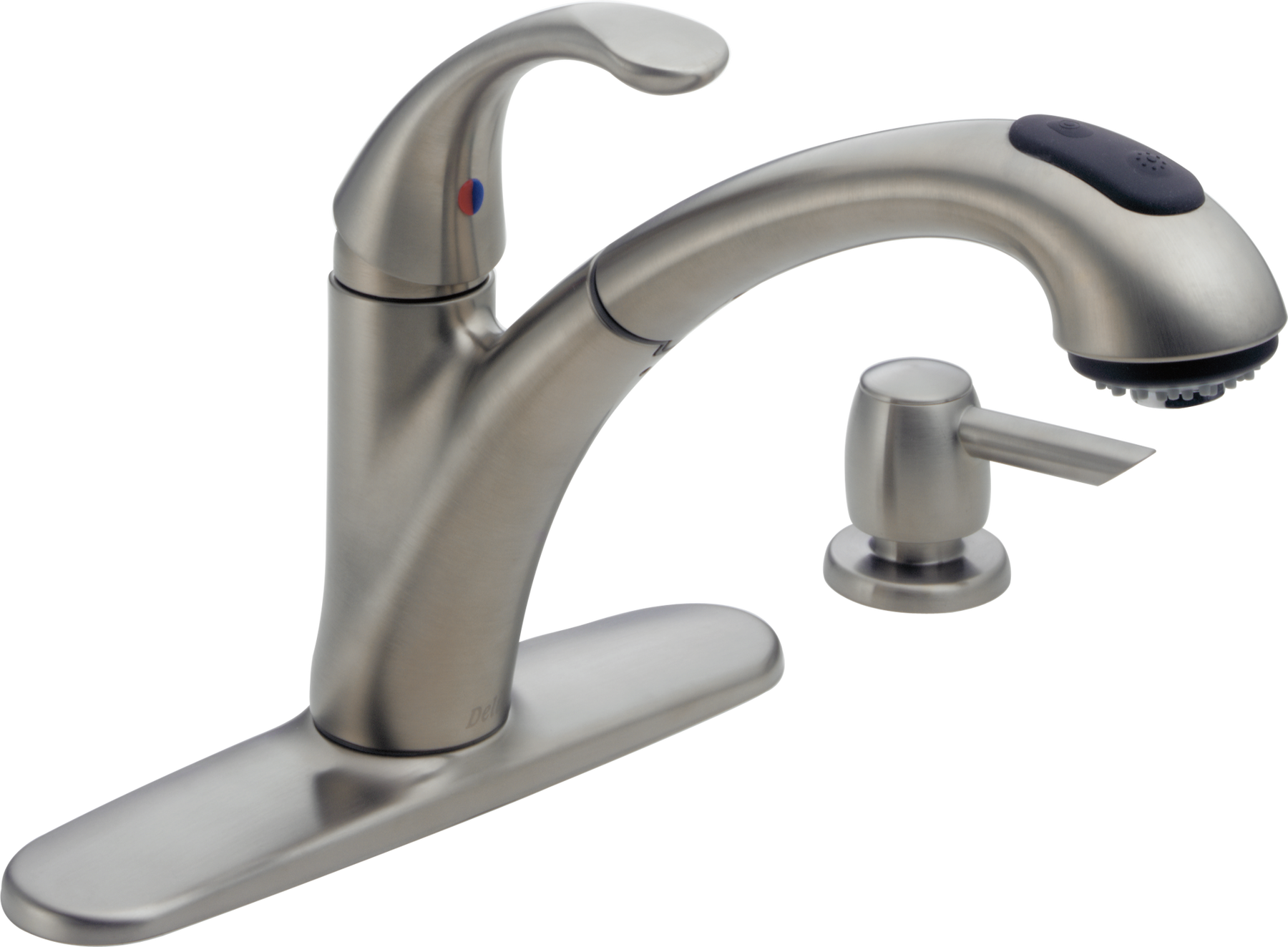 Single Handle Pull-Out Kitchen Faucet with Soap Dispenser in