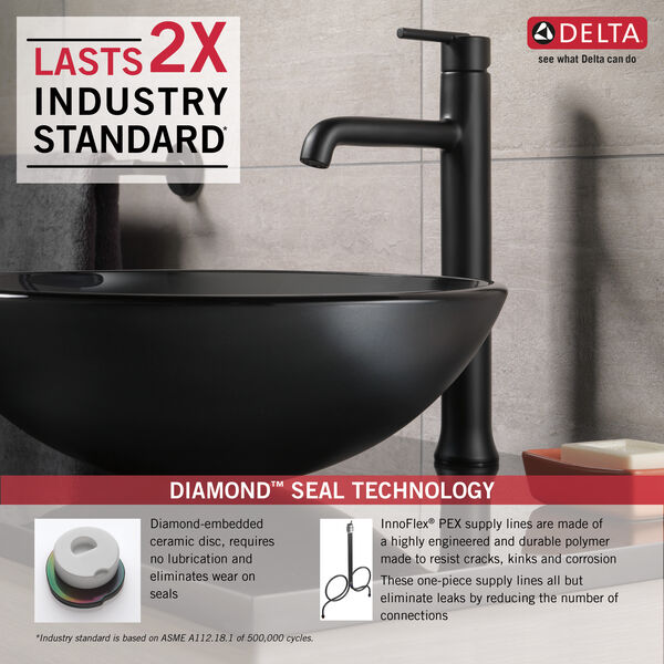 Single Handle Vessel Bathroom Faucet In Matte Black 759 Bl Dst Delta Faucet