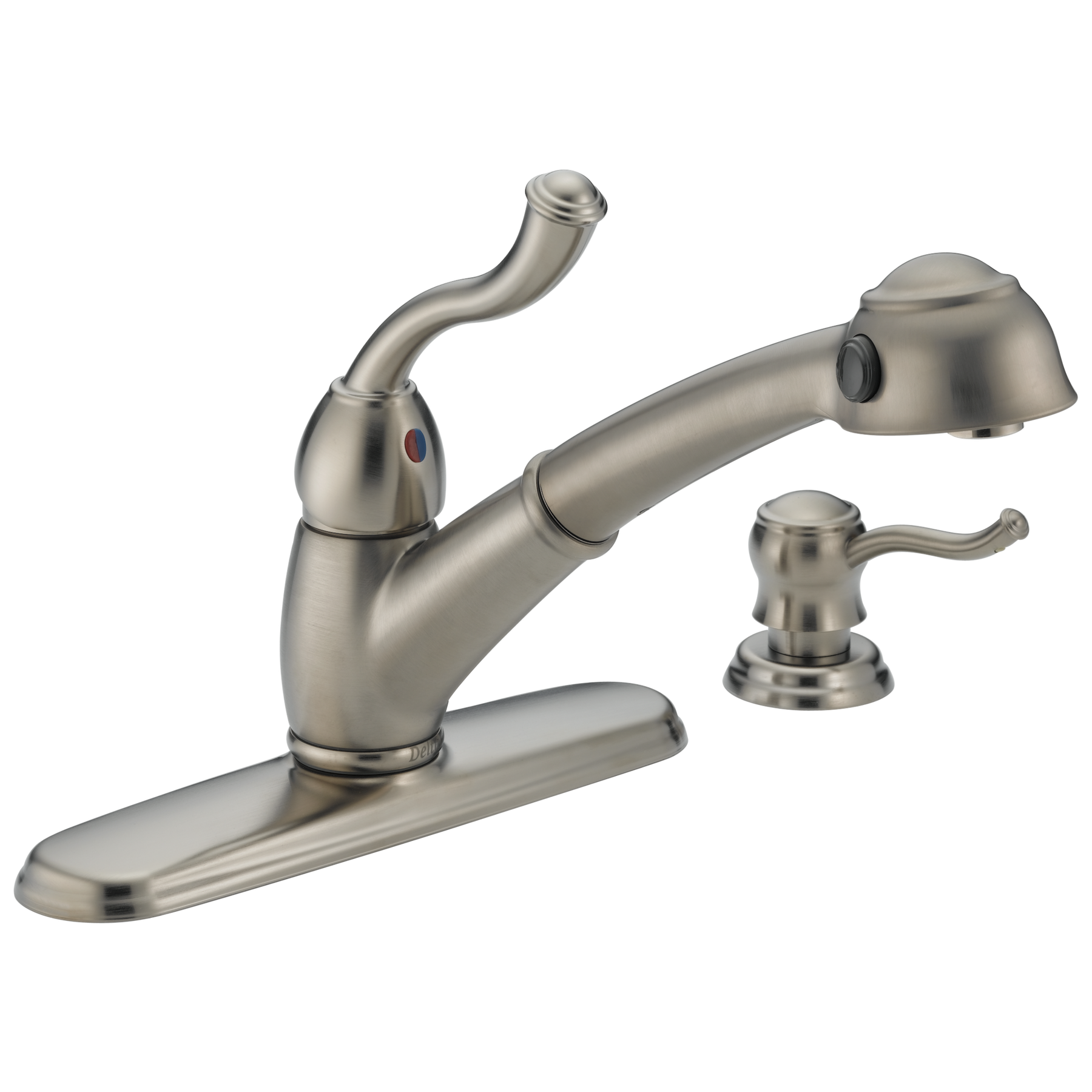 Single Handle Pull-Out Kitchen Faucet with Soap Dispenser in
