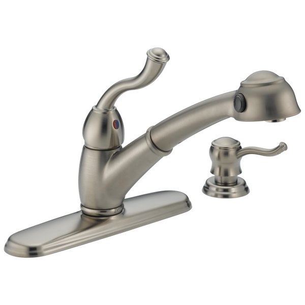 Single Handle Pull-Out Kitchen Faucet with Soap Dispenser in