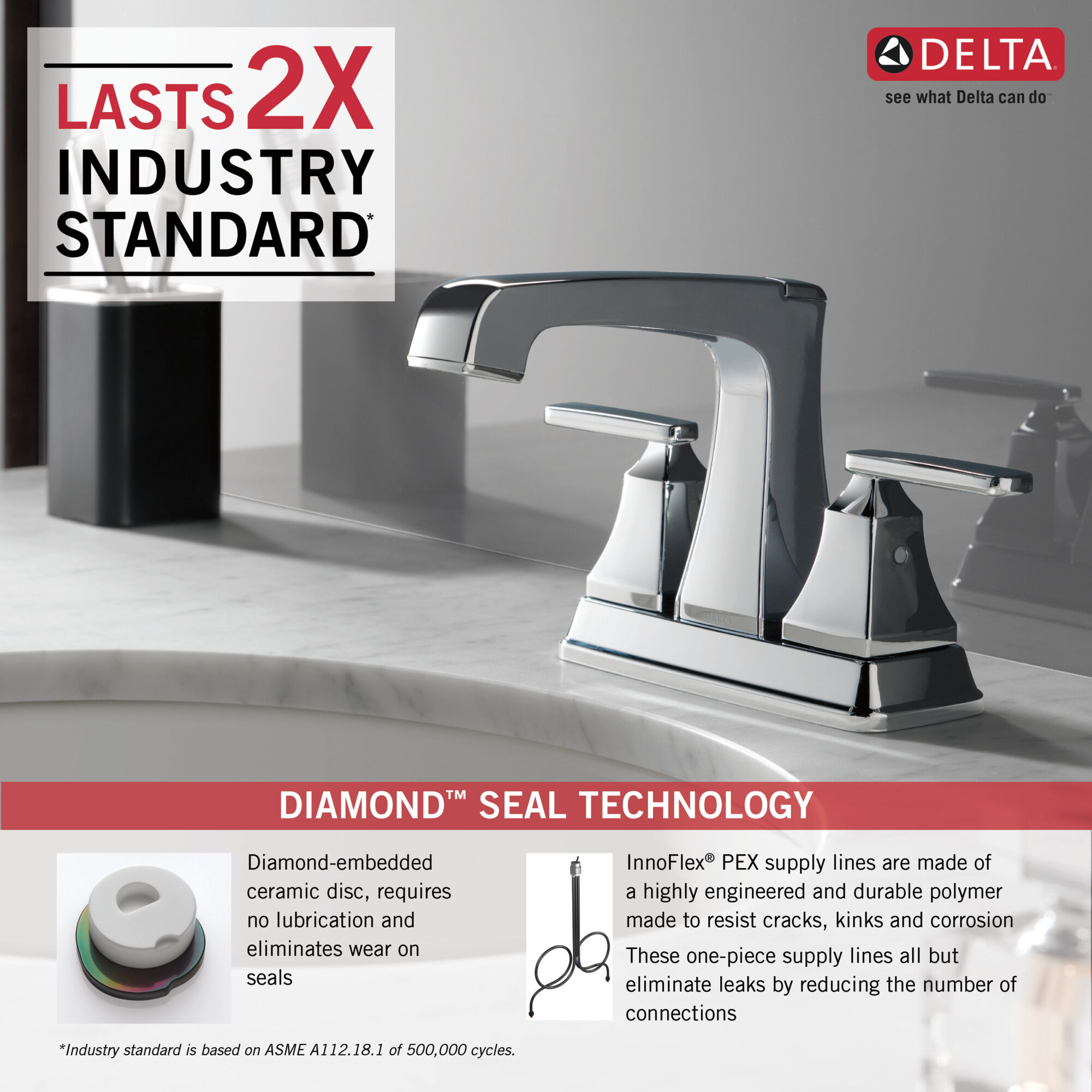 Two Handle Centerset Bathroom Faucet (Recertified) in Chrome 2564