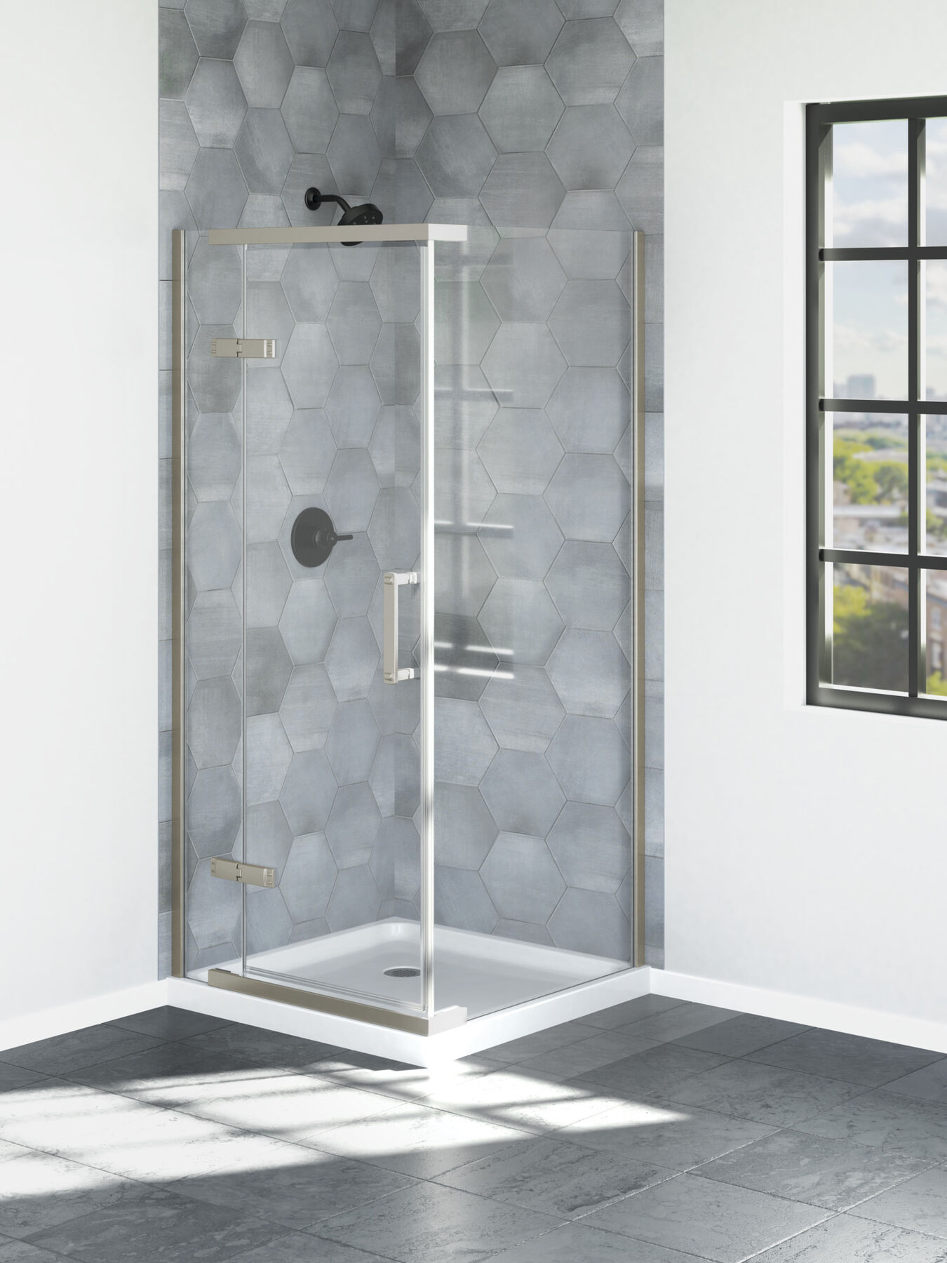 36”x36” Stainless Corner Shower Enclosure in Stainless B11472-3636-SS