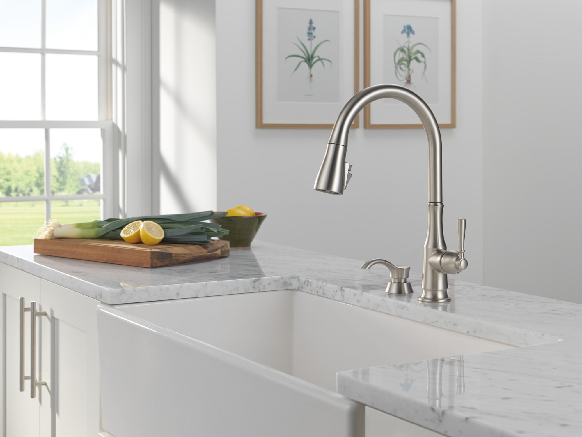 Single Handle Pull-Down Kitchen Faucet with Soap Dispenser and