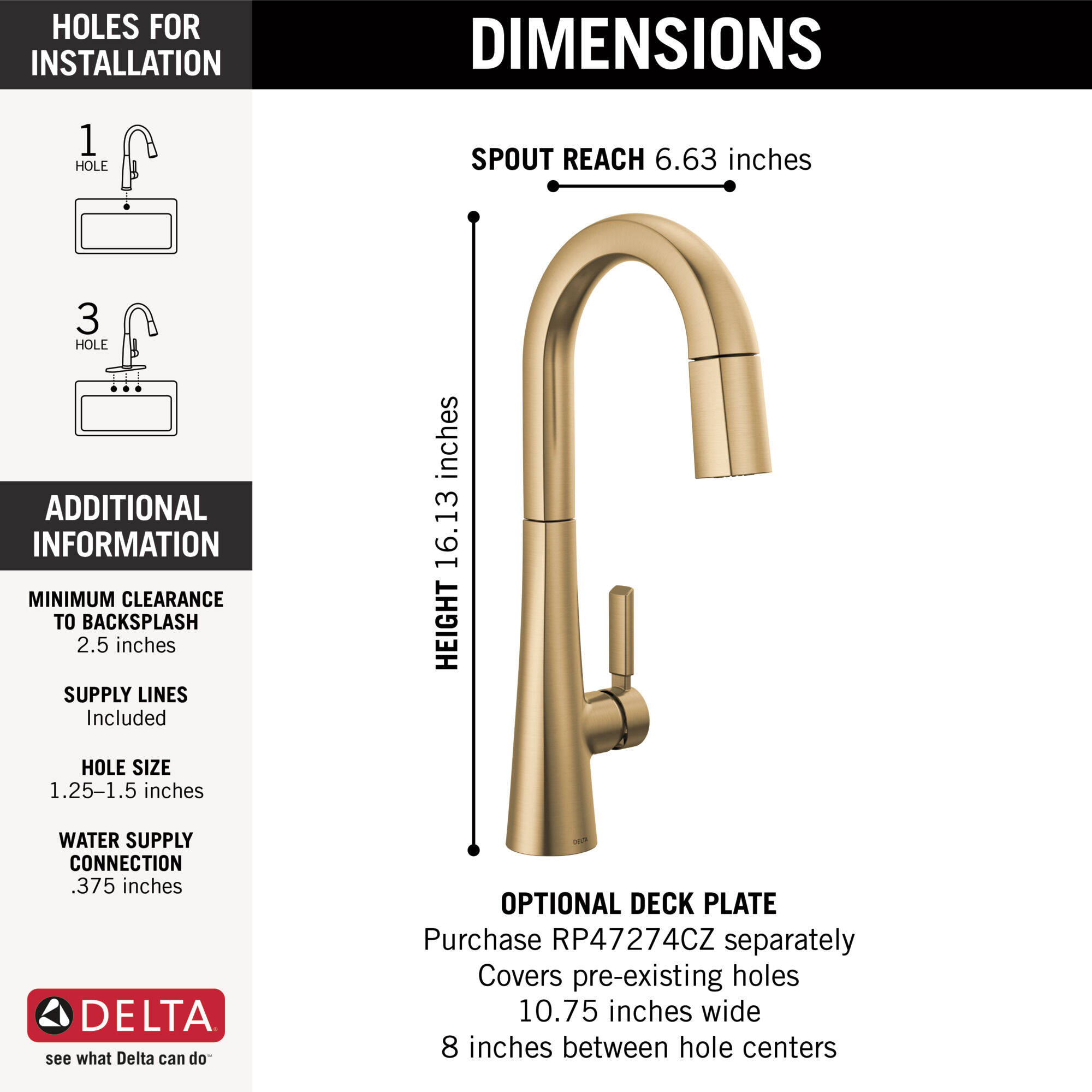 Single Handle Pull-Down Bar/Prep Faucet in Lumicoat® Champagne