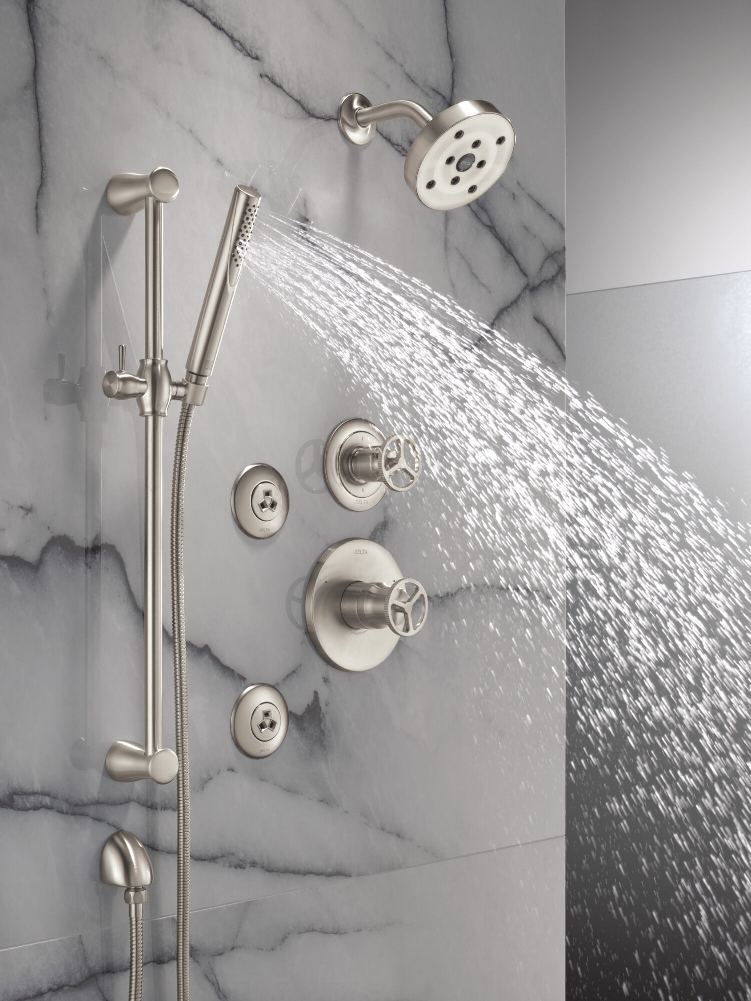 Premium Single-Setting Slide Bar Hand Shower in Stainless 57085-SS