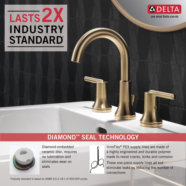 Two Handle Widespread Bathroom Faucet, Delta Trinsic Champagne Bronze Bathroom Faucet