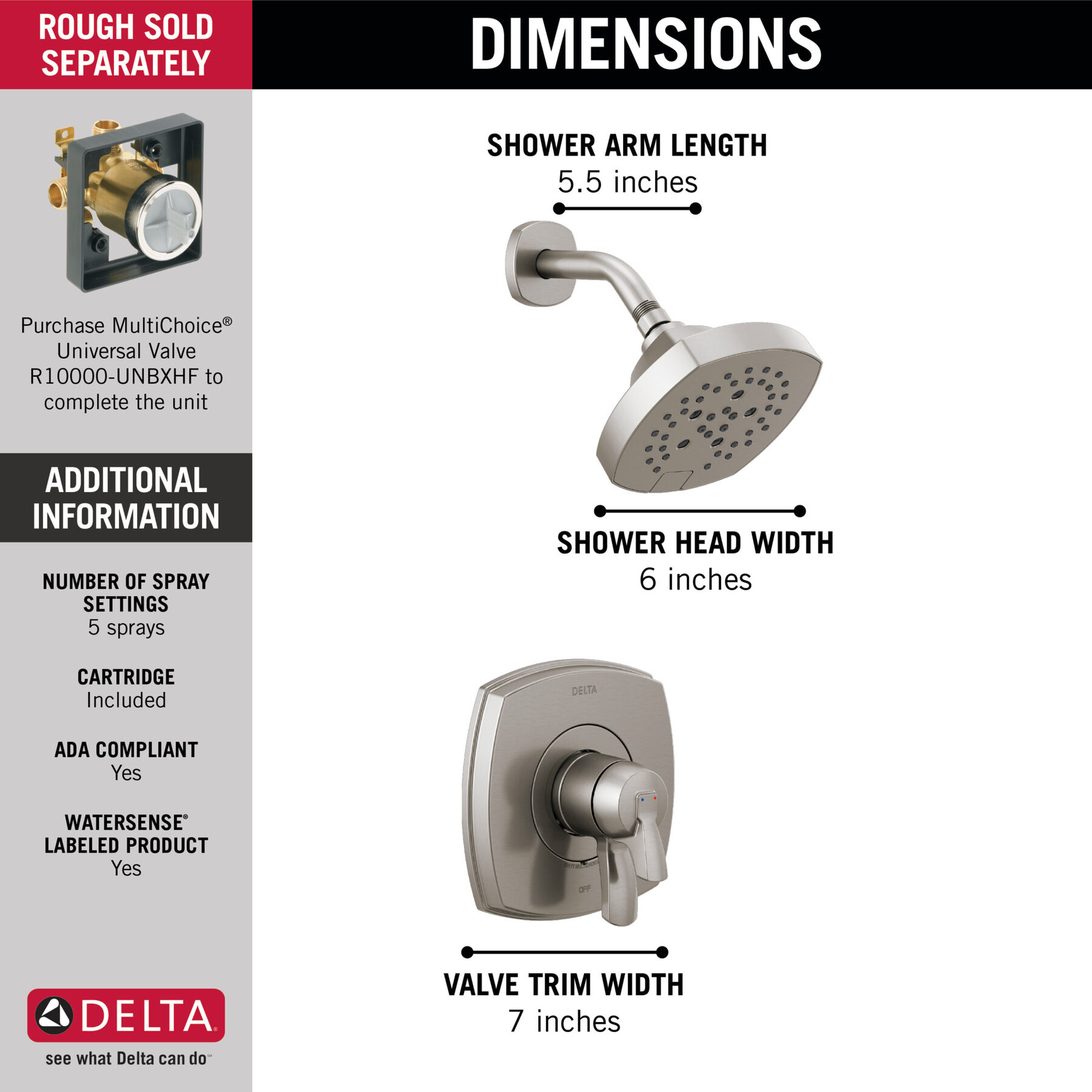 17 Series Shower Only in Stainless T17276-SS | Delta Faucet 