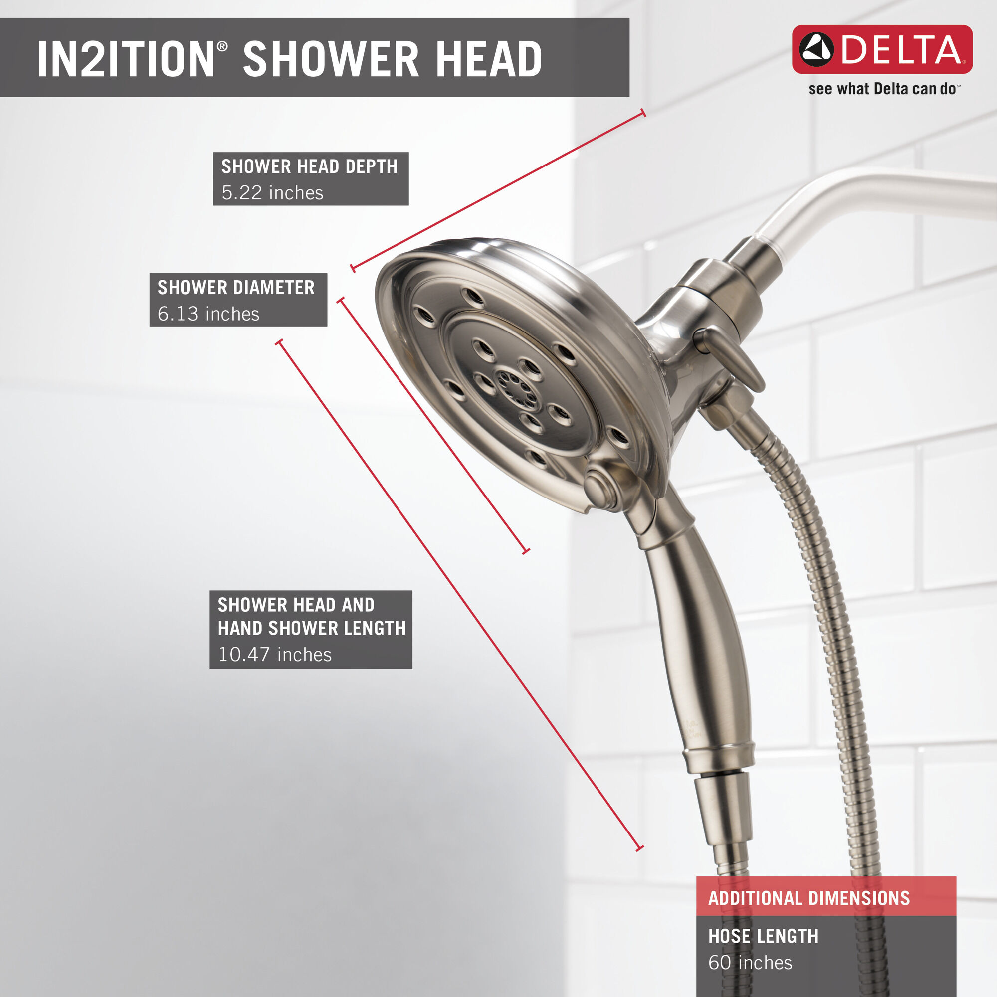 H2Okinetic® In2ition® 4-Setting Two-in-One Shower