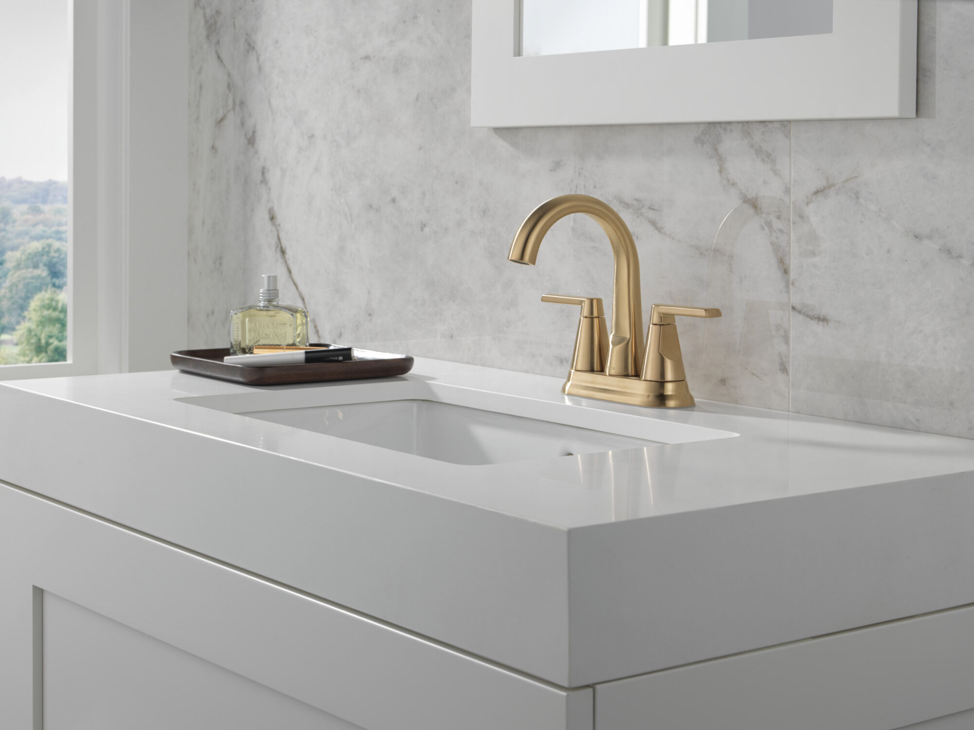 Two Handle Centerset Bathroom Faucet in Champagne Bronze 25832LF