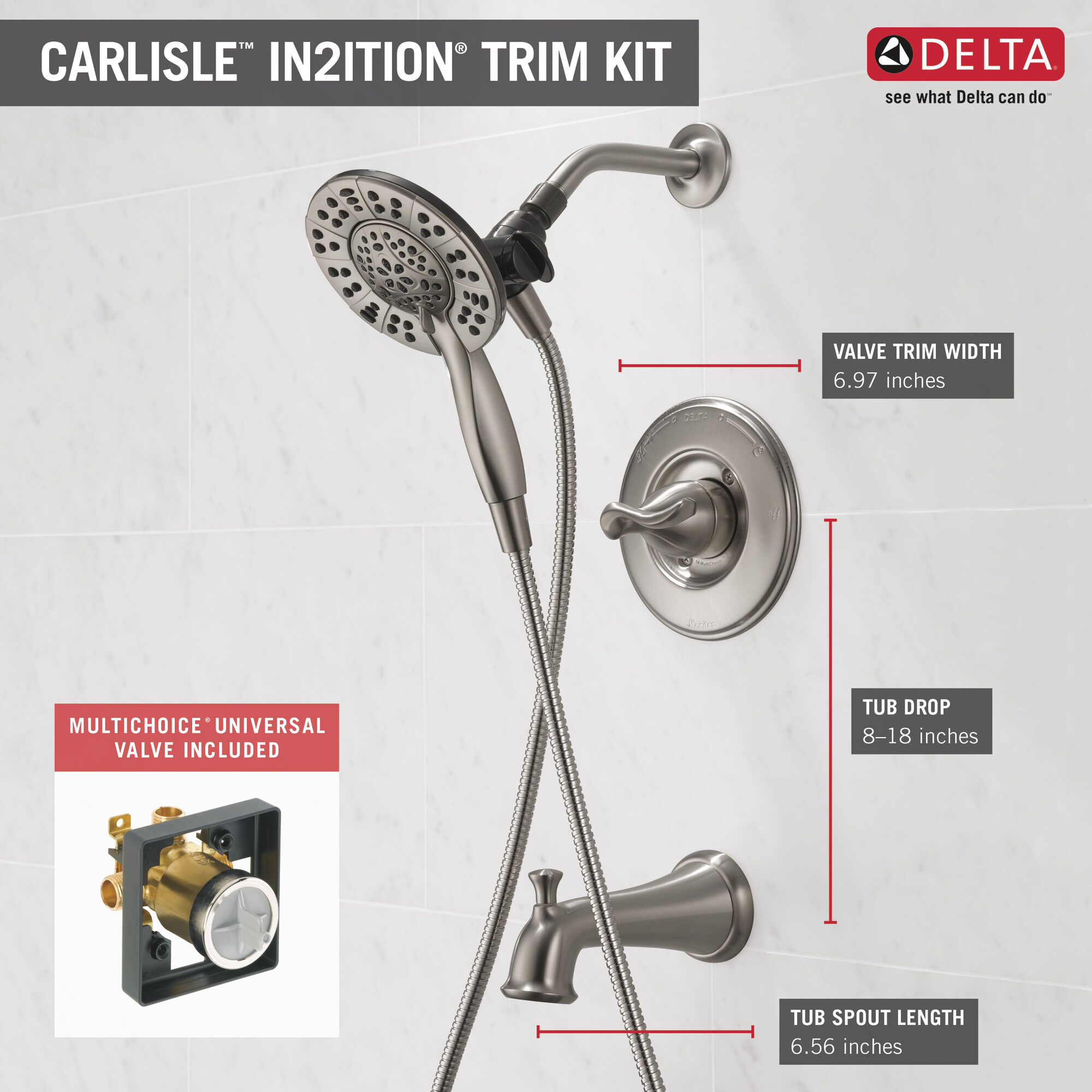 Monitor® 14 Series Tub & Shower with In2ition® in Stainless 144939