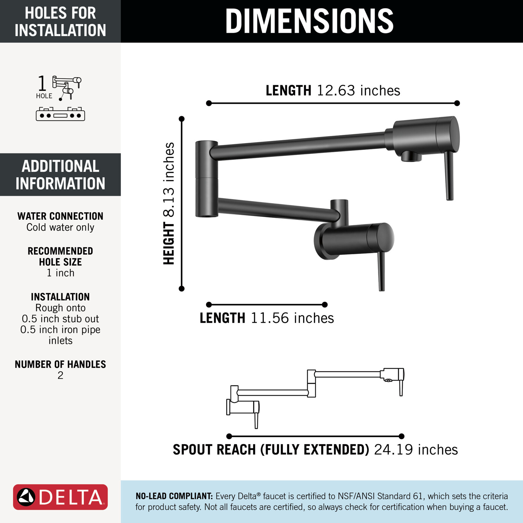 Contemporary Wall Mount Pot Filler
