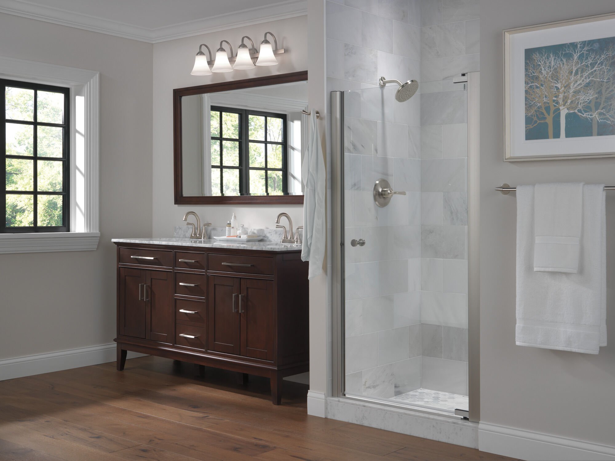 Two Handle Centerset Bathroom Faucet in Stainless 2533LF-SSMPU