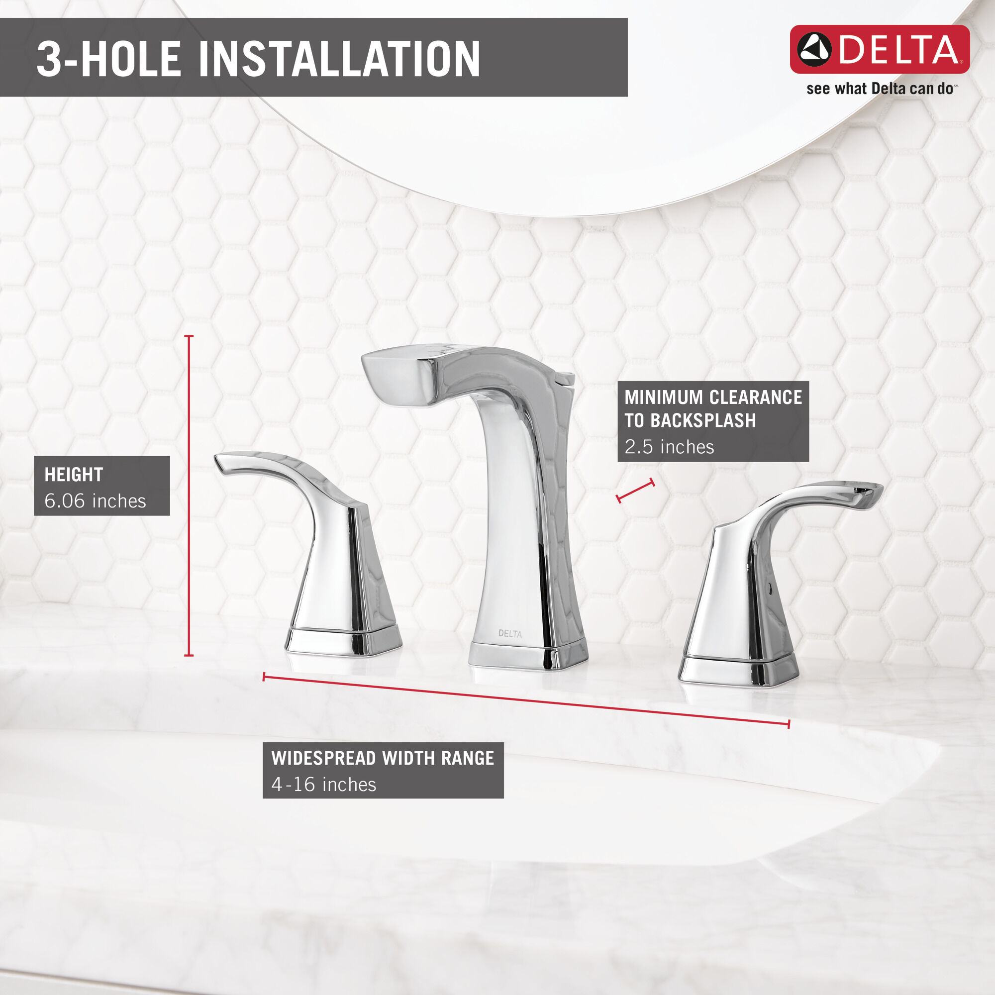 Two Handle Widespread Bathroom Faucet - Metal Pop-Up in Chrome