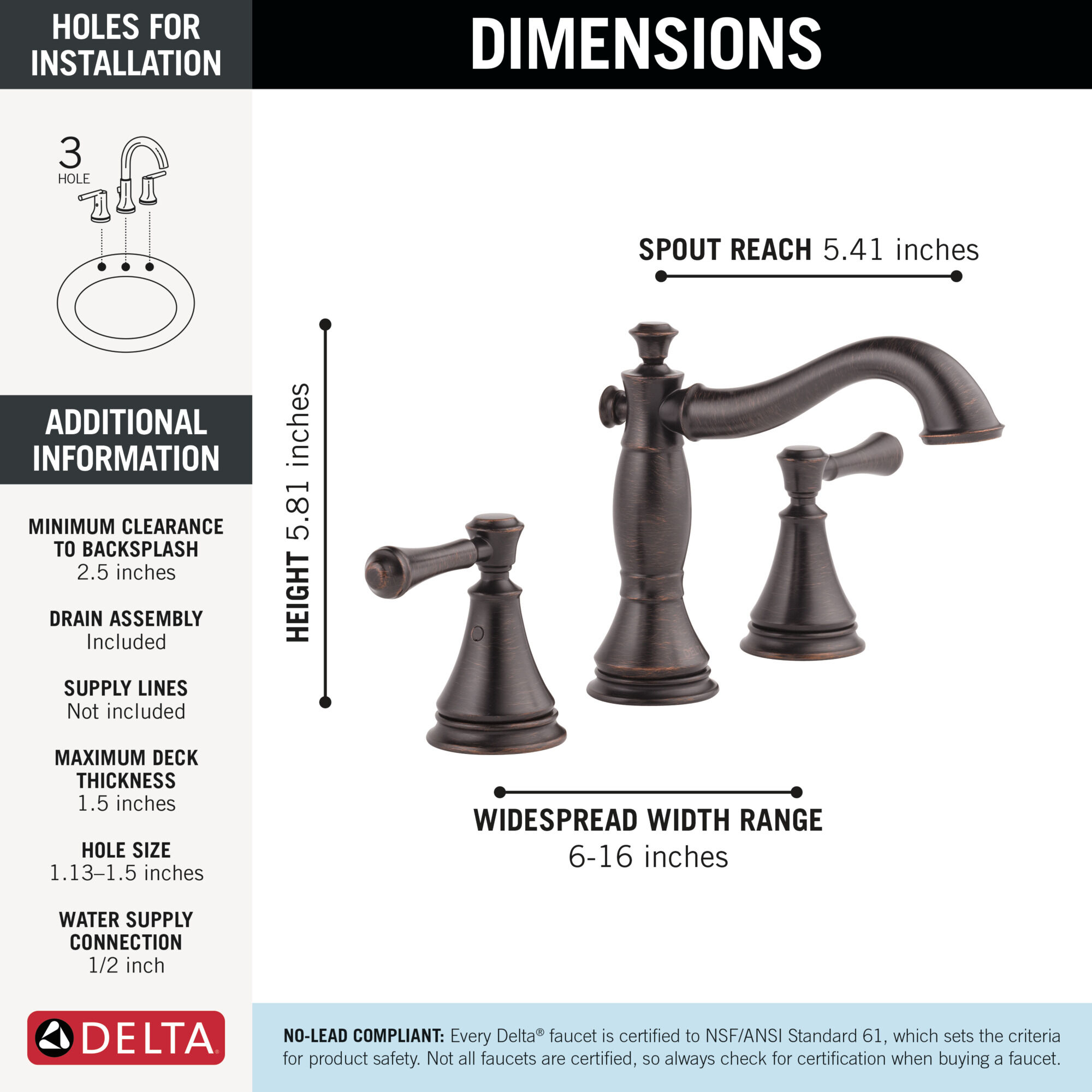 Two Handle Widespread Bathroom Faucet in Venetian Bronze 3597LF