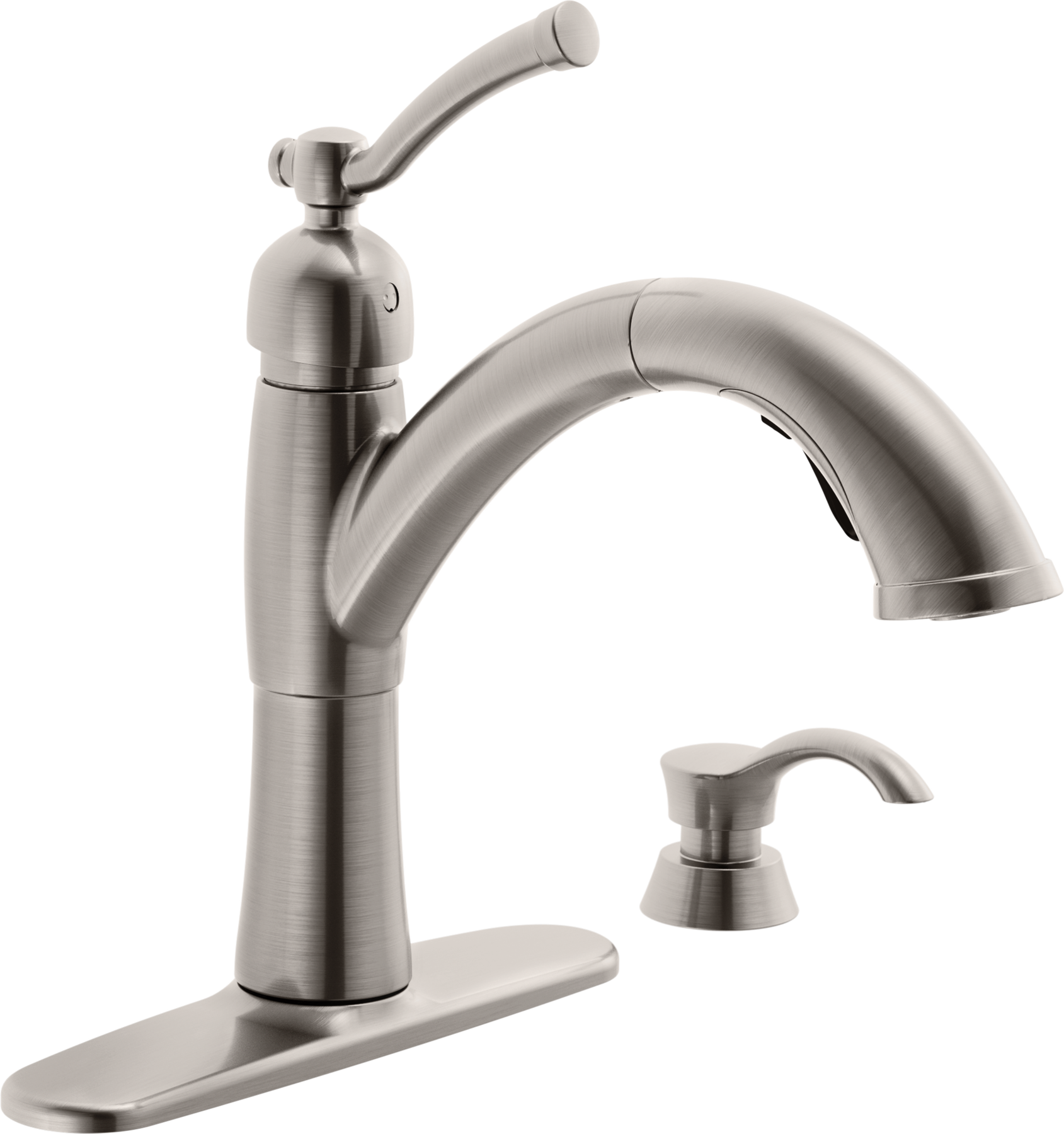 親株 P. FSQ Wanna Sp. Spored. Single Handle Pull-Out Kitchen Faucet with Soap Dispenser in